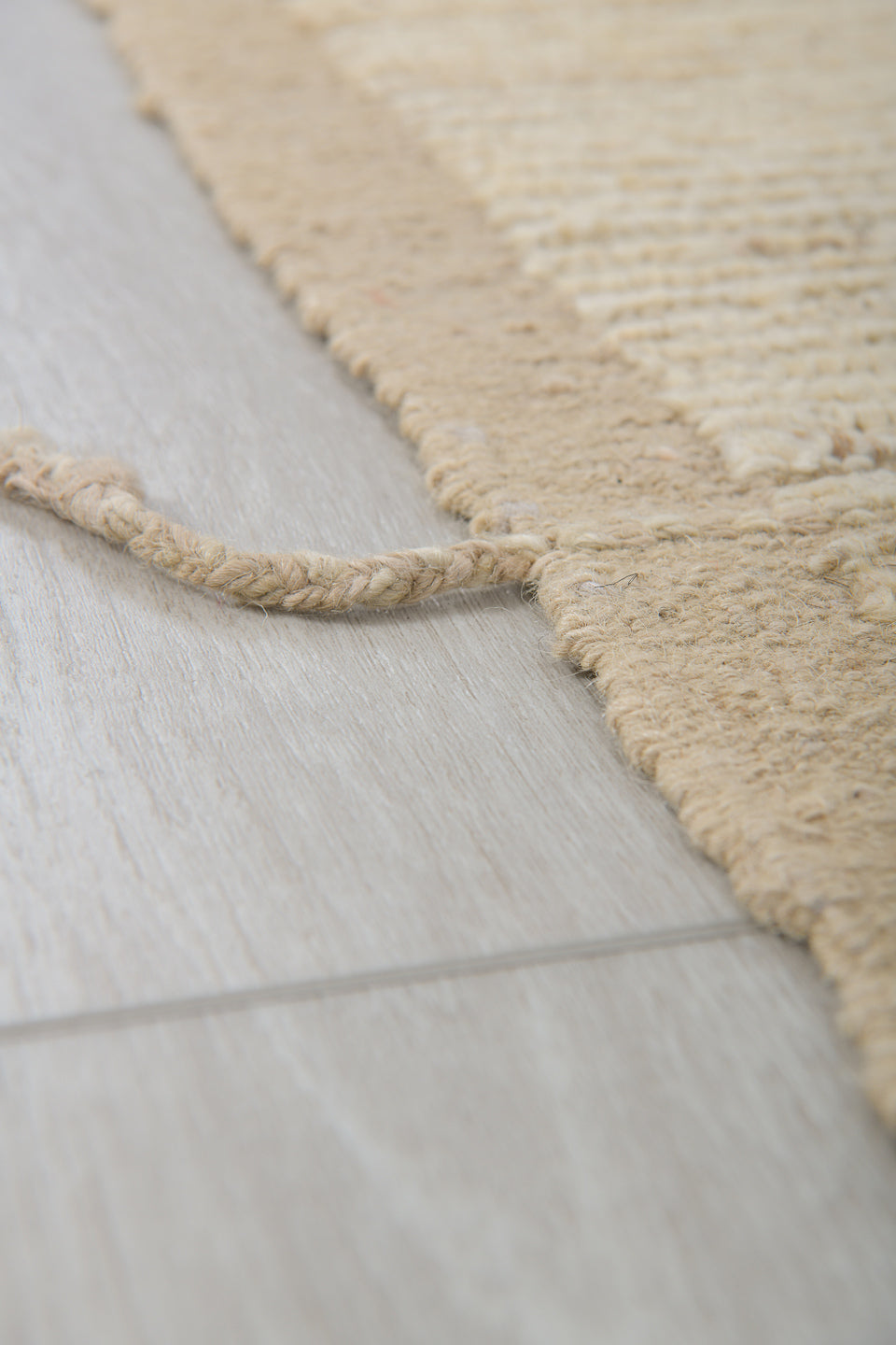2' x 13' one-of-a-kind handmade vintage Tulu runner rug. Color palette: ivory, beige, taupe, sand, pale peach, camel