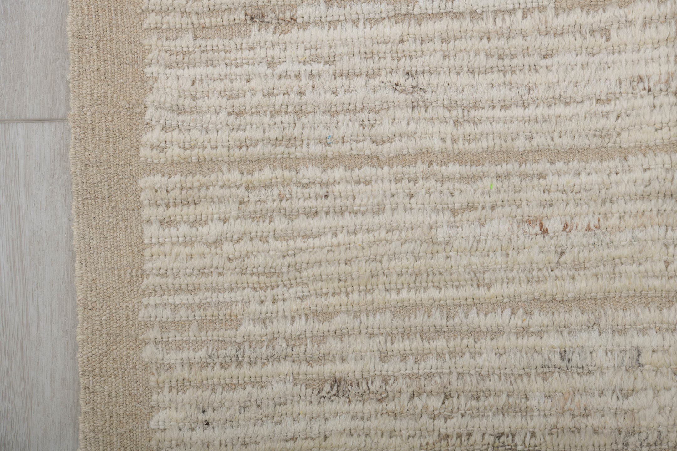 2' x 10' one-of-a-kind handmade vintage Tulu runner rug. Color palette: ivory, cream, beige, taupe, gray