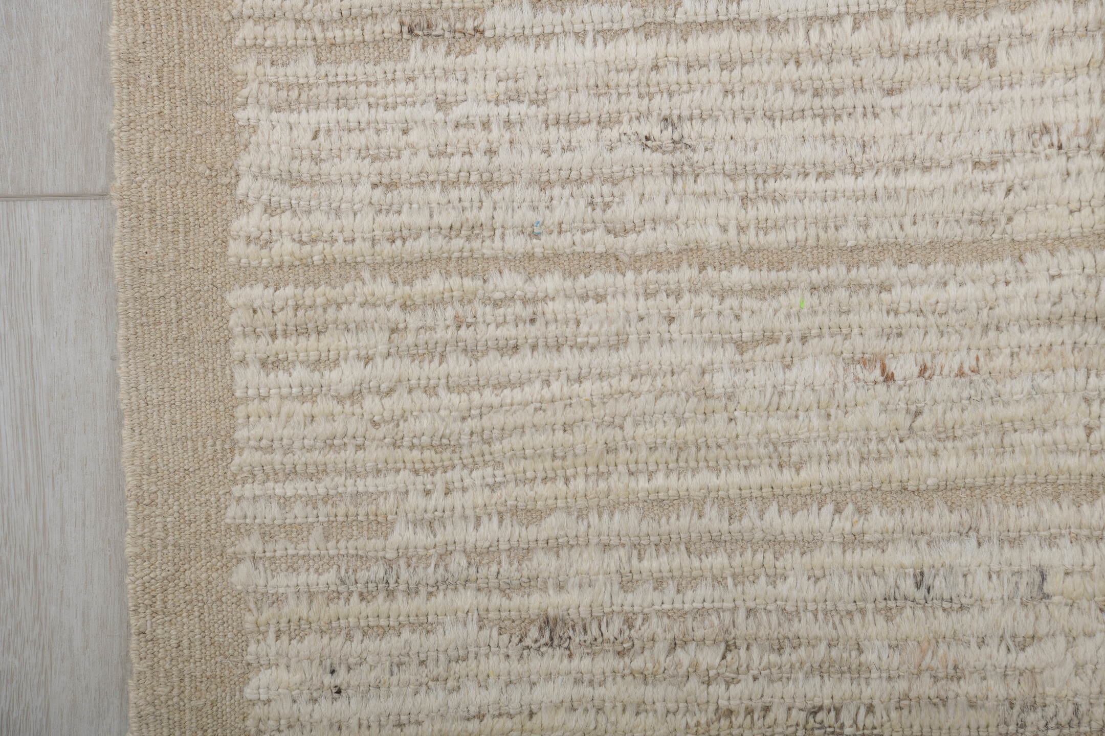 2' x 10' one-of-a-kind handmade vintage Tulu runner rug. Color palette: ivory, cream, beige, taupe, gray