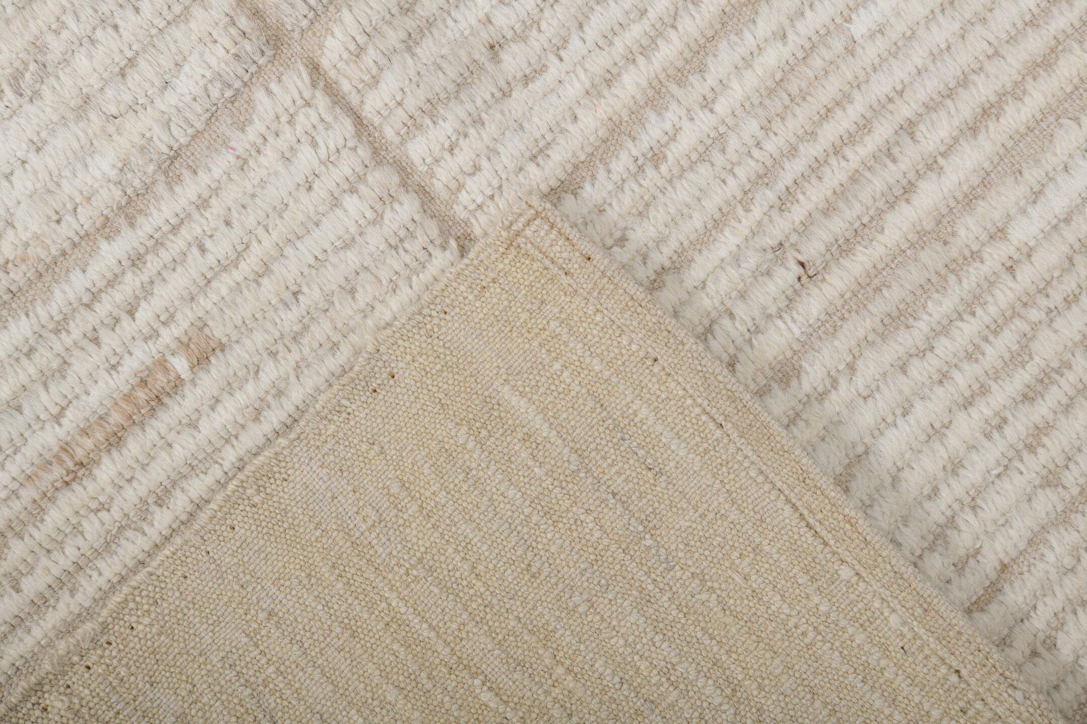 2' x 10' one-of-a-kind handmade vintage Tulu runner rug. Color palette: ivory, cream, beige, taupe, gray