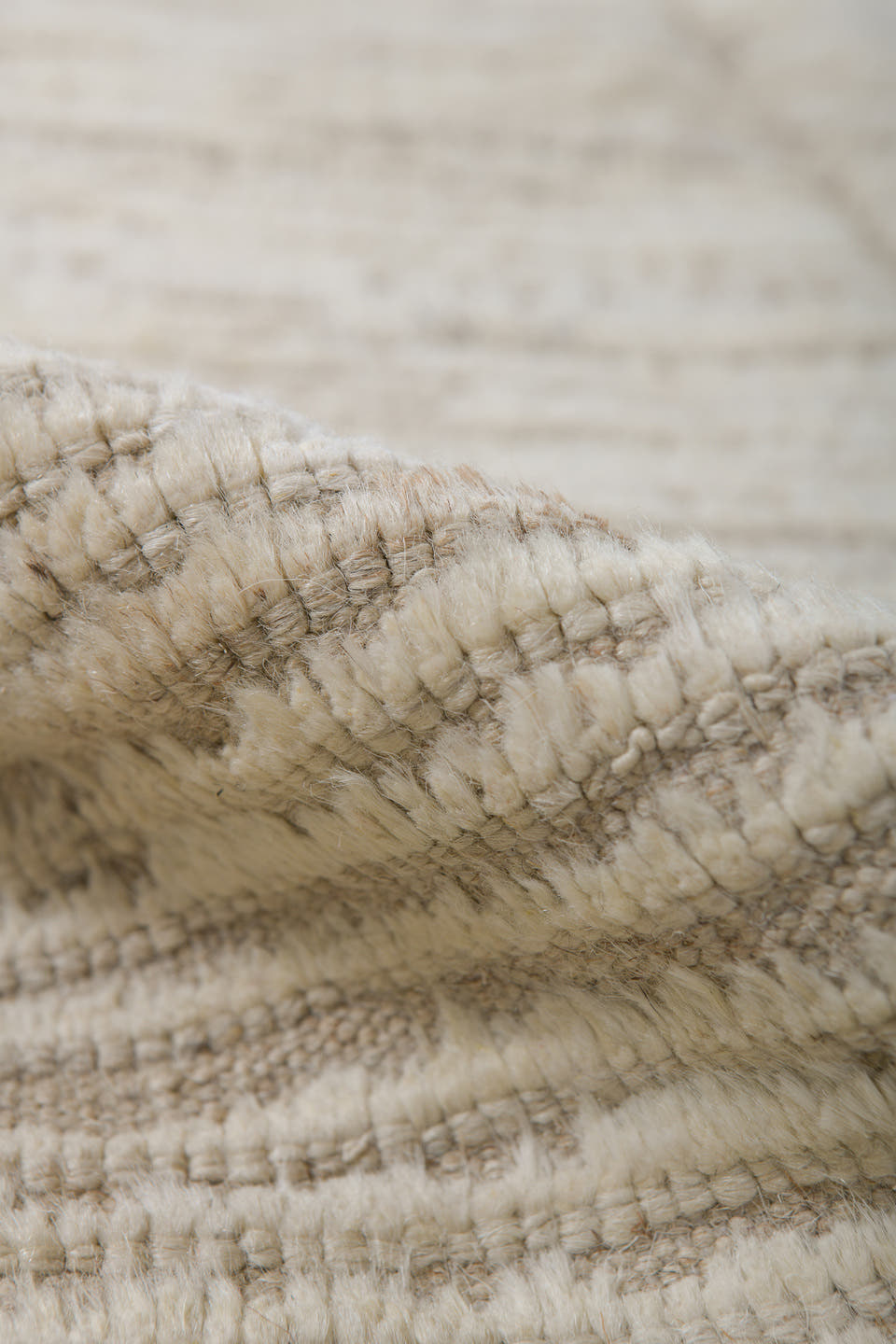 2' x 10' one-of-a-kind handmade vintage Tulu runner rug. Color palette: ivory, cream, beige, taupe, gray