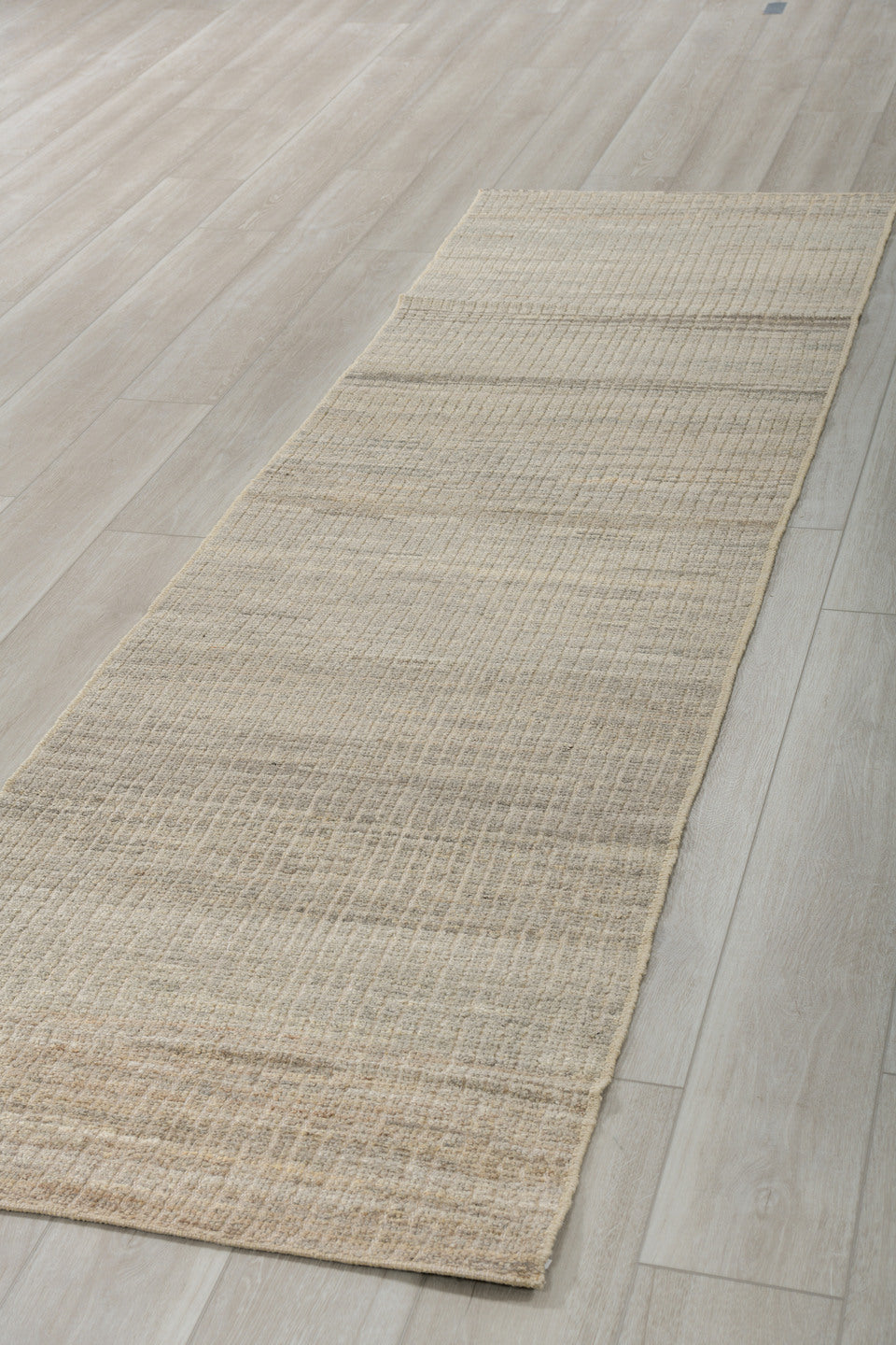 2' x 9' one-of-a-kind handmade vintage Tulu runner rug. Color palette: ivory, taupe, light gray, beige, greige, gray