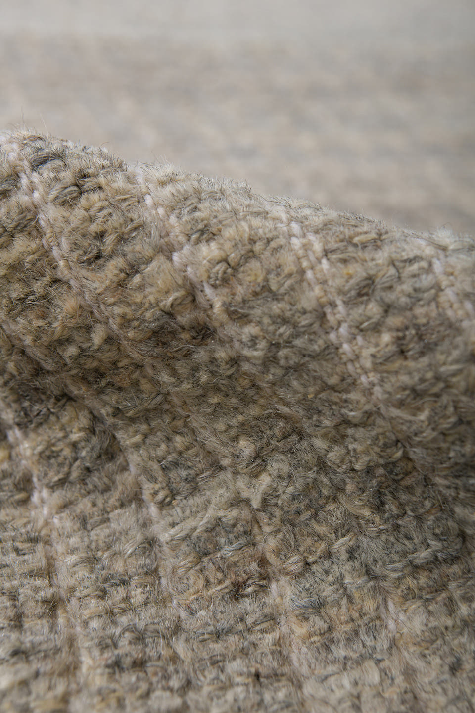 2' x 9' one-of-a-kind handmade vintage Tulu runner rug. Color palette: ivory, taupe, light gray, beige, greige, gray
