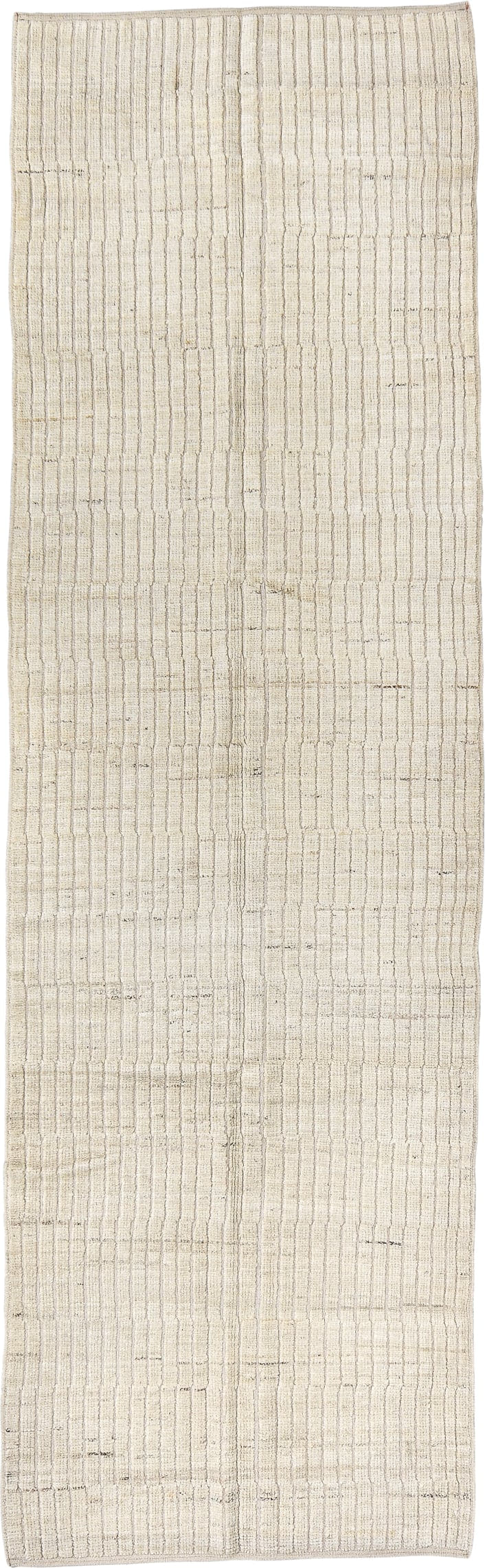 3' x 9' one-of-a-kind handmade vintage Tulu runner rug. Color palette: ivory, cream, taupe, charcoal, beige, gray, black