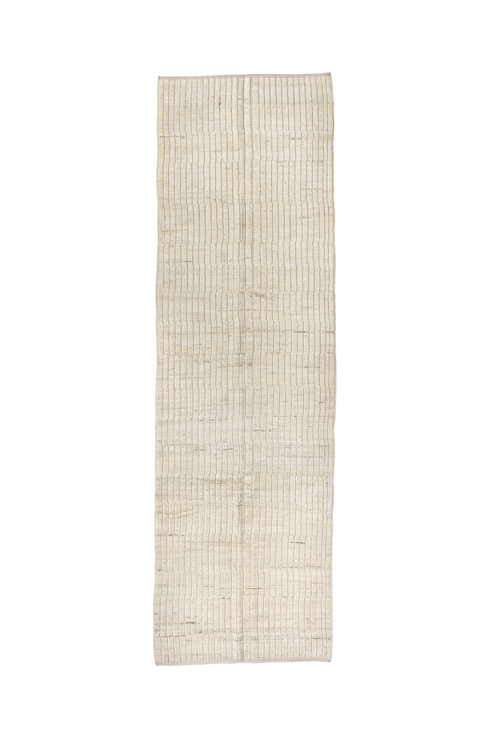 3' x 9' one-of-a-kind handmade vintage Tulu runner rug. Color palette: dark gray, gray, light gray, off-white, silver