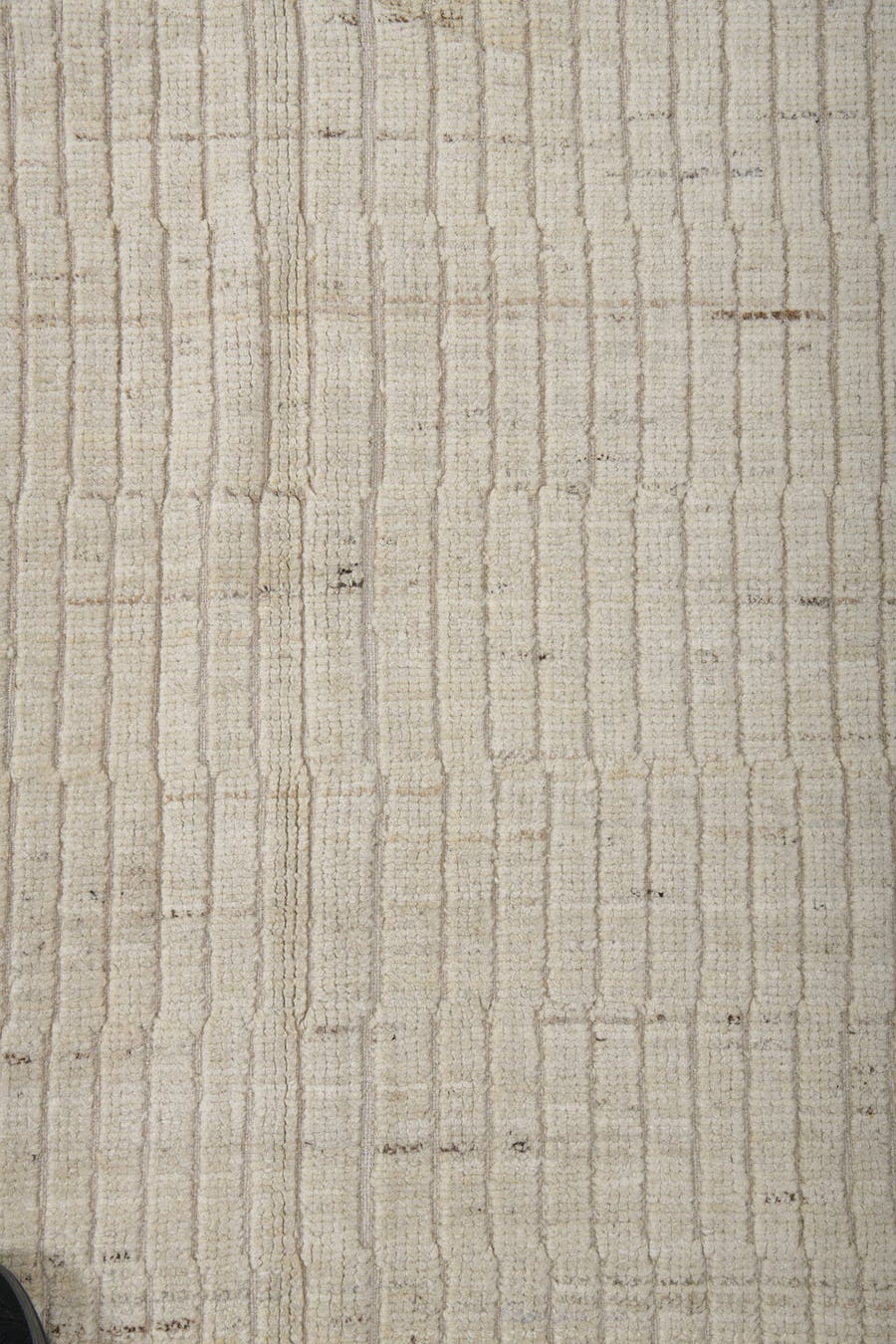 3' x 9' one-of-a-kind handmade vintage Tulu runner rug. Color palette: ivory, cream, taupe, charcoal, beige, gray, black