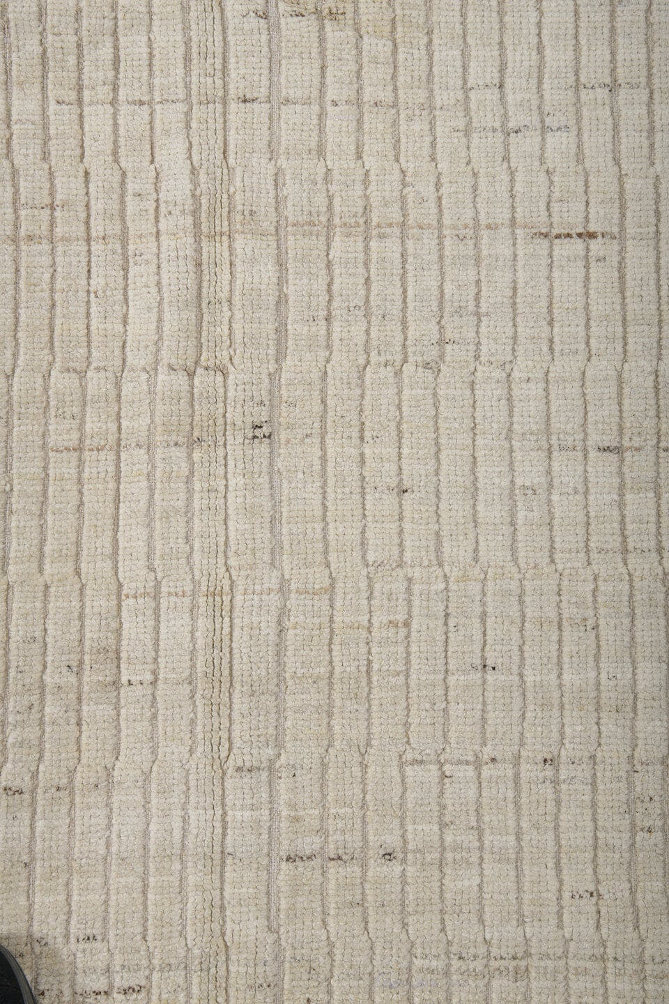 3' x 9' one-of-a-kind handmade vintage Tulu runner rug. Color palette: ivory, cream, taupe, charcoal, beige, gray, black