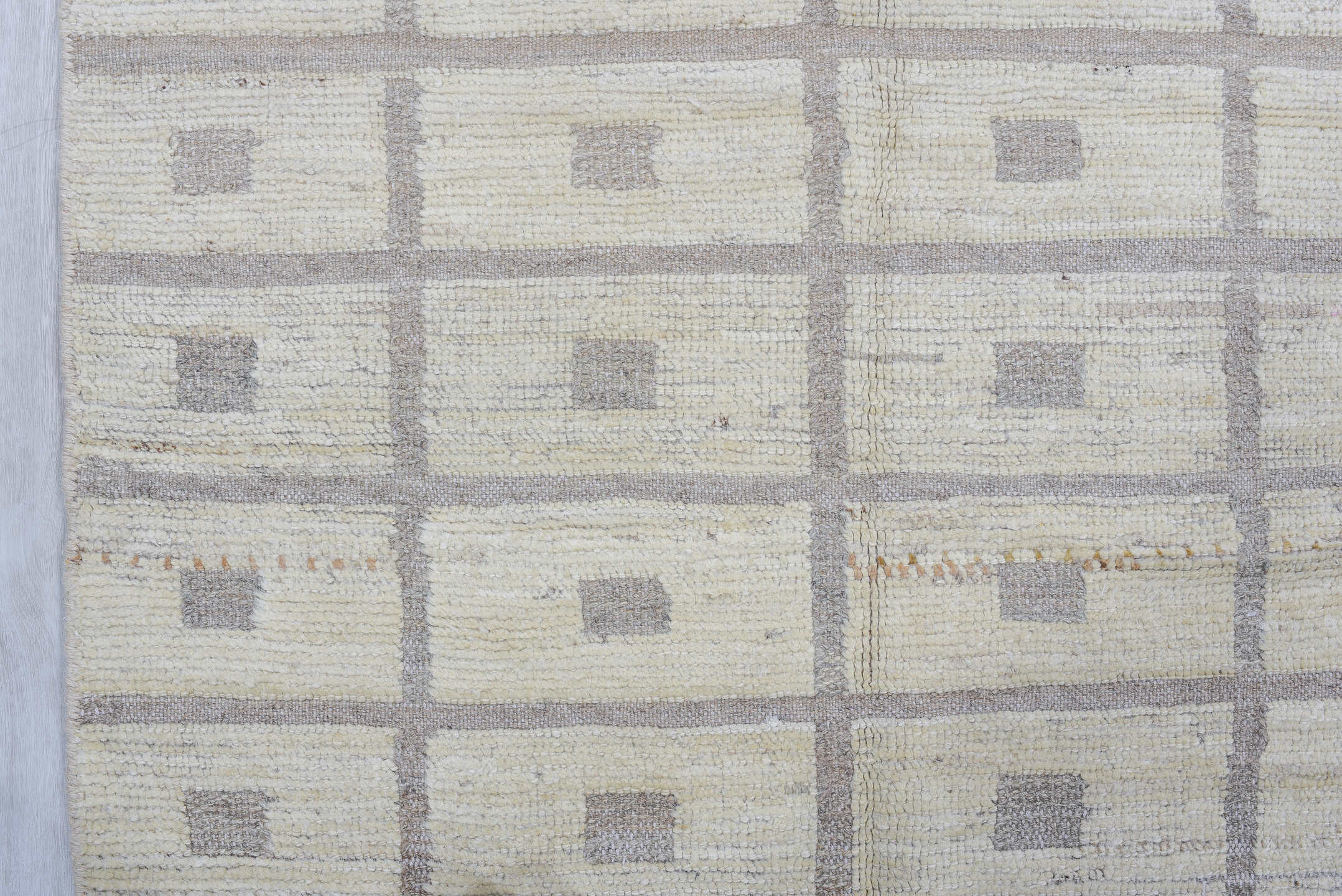 3' x 11' one-of-a-kind handmade vintage Tulu runner rug. Color palette: ivory, taupe, beige, light_gray, gray, light gray