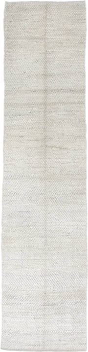 3' x 11' one-of-a-kind handmade vintage Tulu runner rug. Color palette: ivory, cream, taupe, light gray, beige, gray