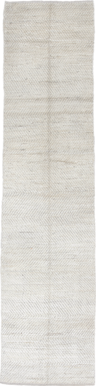 3' x 11' one-of-a-kind handmade vintage Tulu runner rug. Color palette: ivory, cream, taupe, light gray, beige, gray