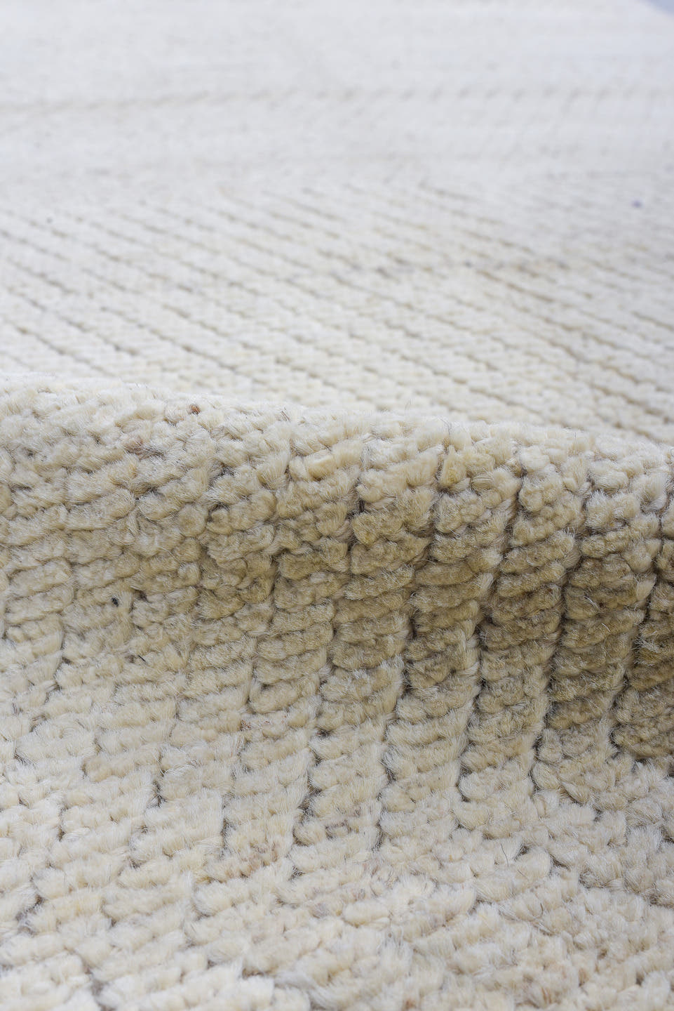 3' x 11' one-of-a-kind handmade vintage Tulu runner rug. Color palette: ivory, cream, taupe, light gray, beige, gray