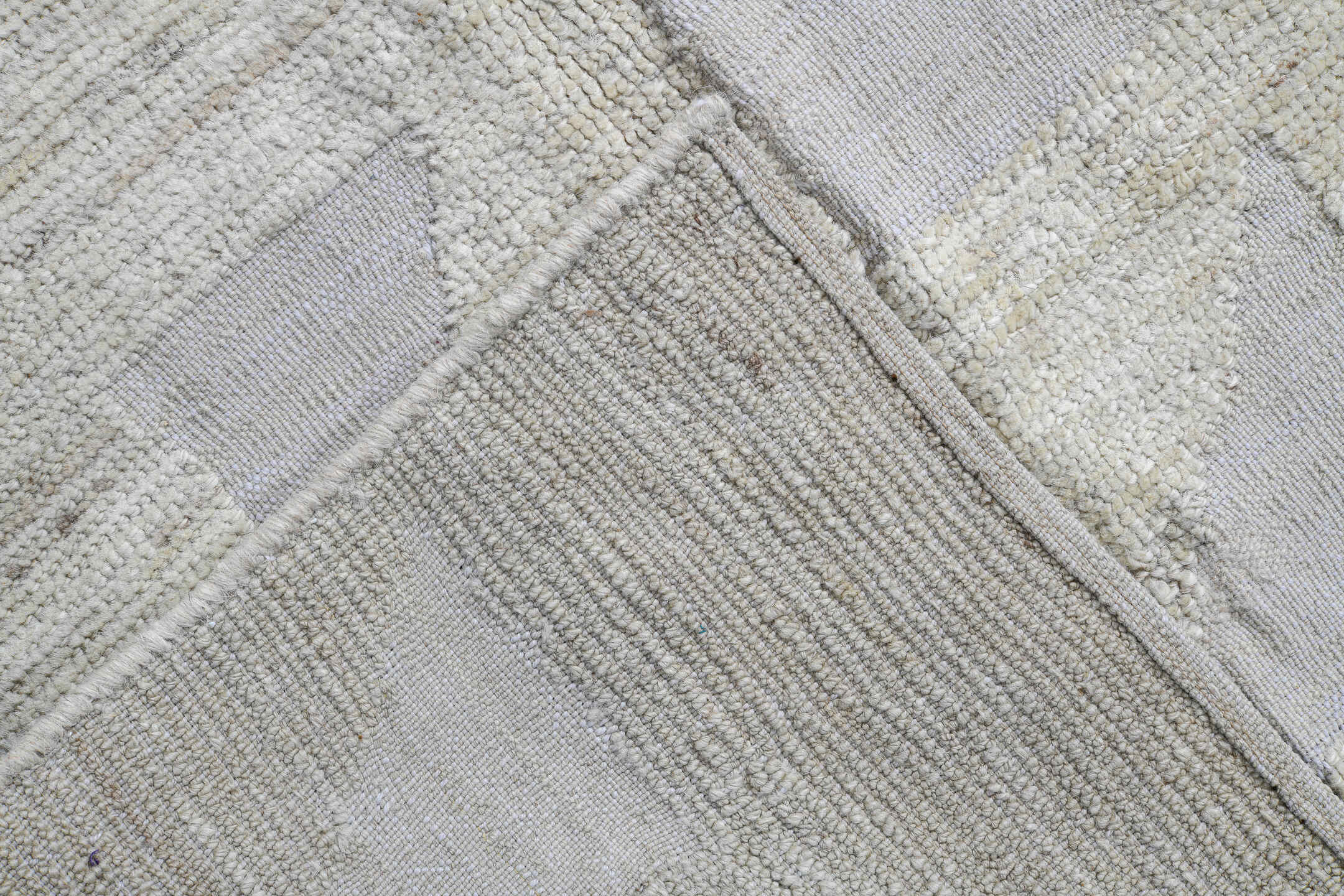 3' x 10' one-of-a-kind handmade vintage Tulu runner rug. Color palette: ivory, cream, taupe, beige, light gray, gray