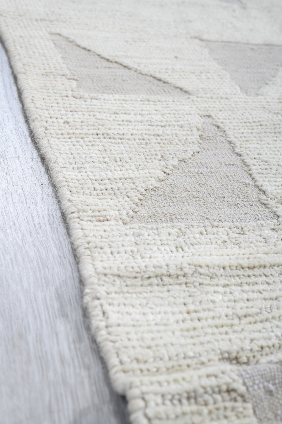3' x 10' one-of-a-kind handmade vintage Tulu runner rug. Color palette: ivory, cream, taupe, beige, light gray, gray