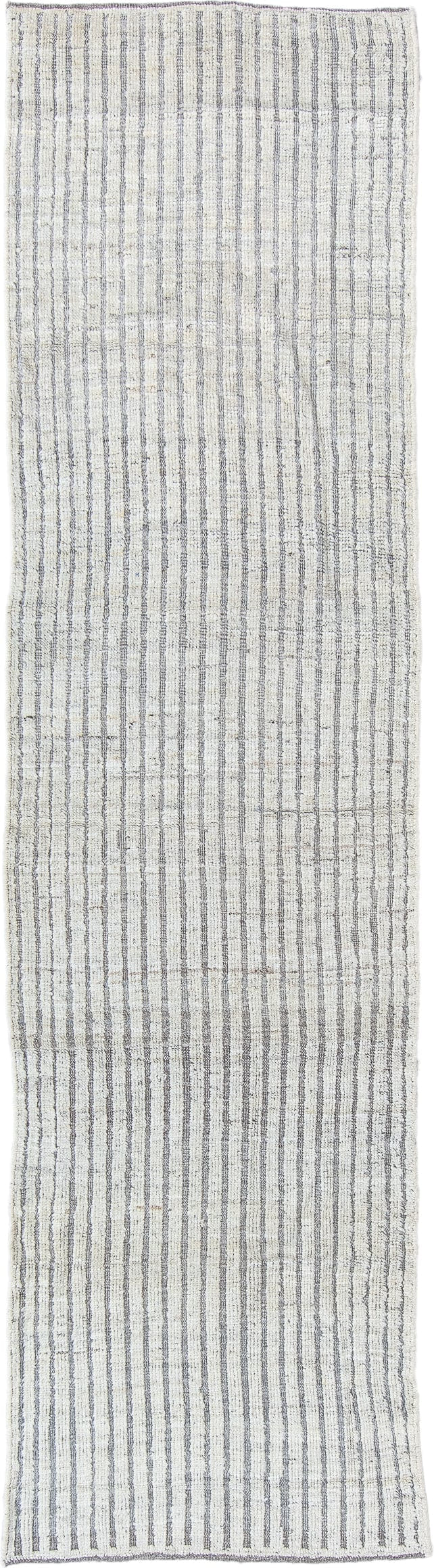 2' x 9' one-of-a-kind handmade vintage Tulu runner rug. Color palette: ivory, gray, taupe, beige