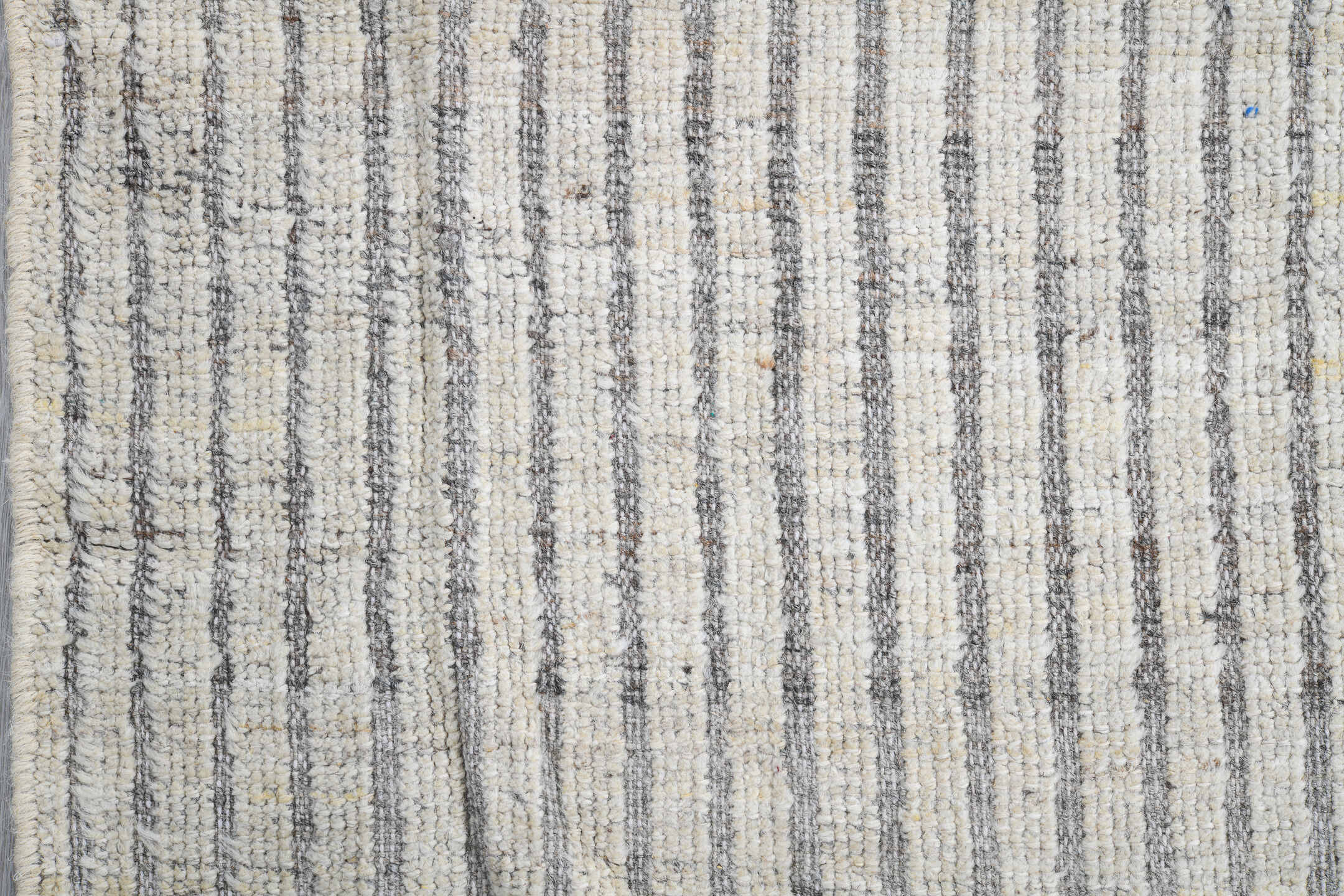 2' x 9' one-of-a-kind handmade vintage Tulu runner rug. Color palette: ivory, gray, taupe, beige
