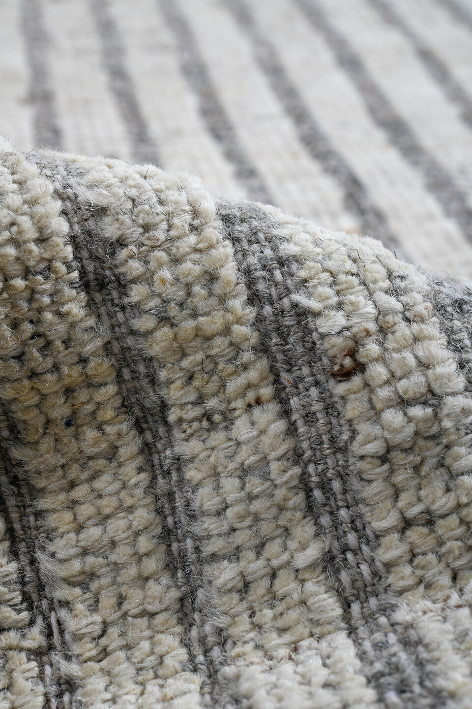 2' x 9' one-of-a-kind handmade vintage Tulu runner rug. Color palette: ivory, gray, taupe, beige