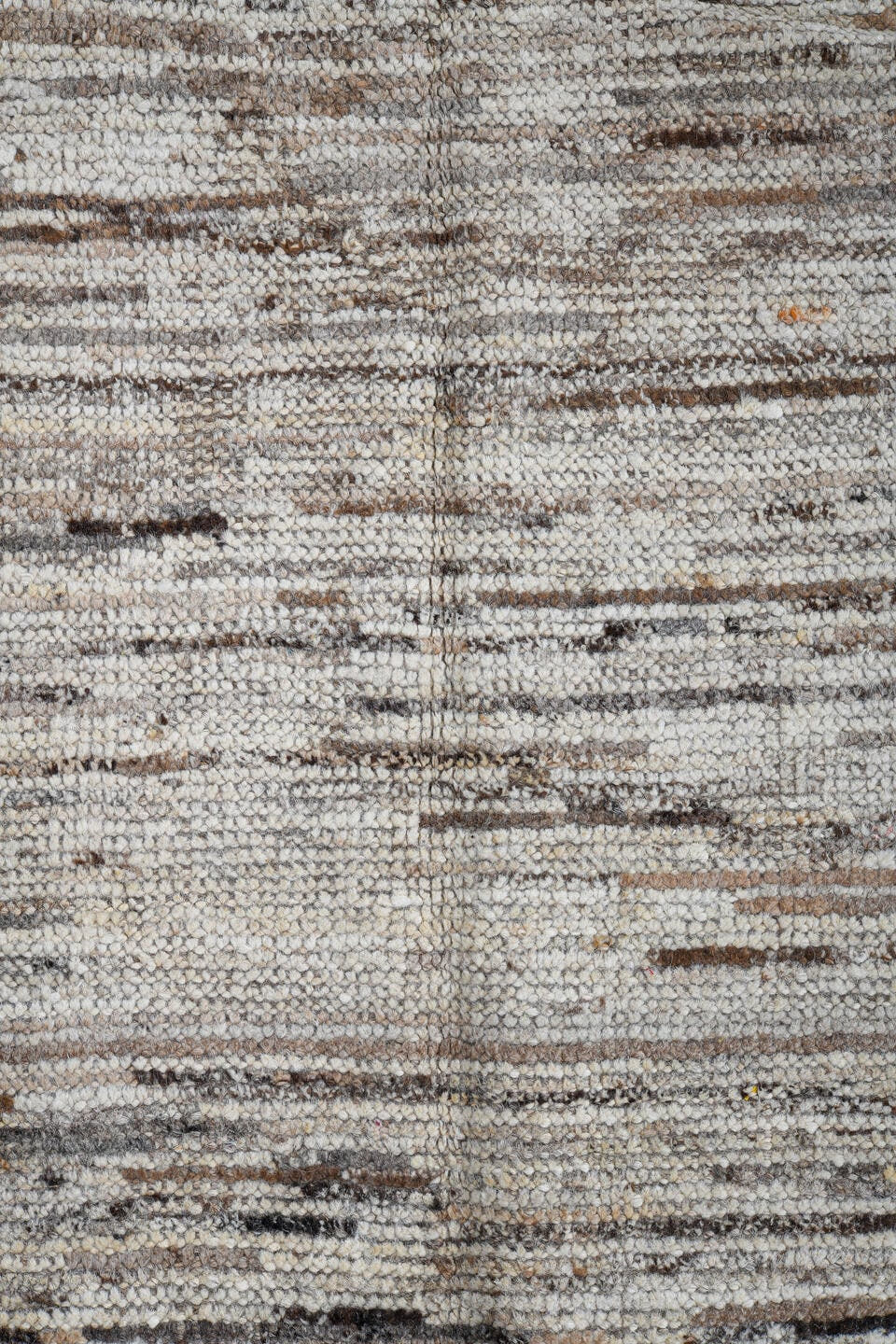 3' x 9' one-of-a-kind handmade vintage Tulu runner rug. Color palette: ivory, taupe, charcoal, brown, cream, beige, gray