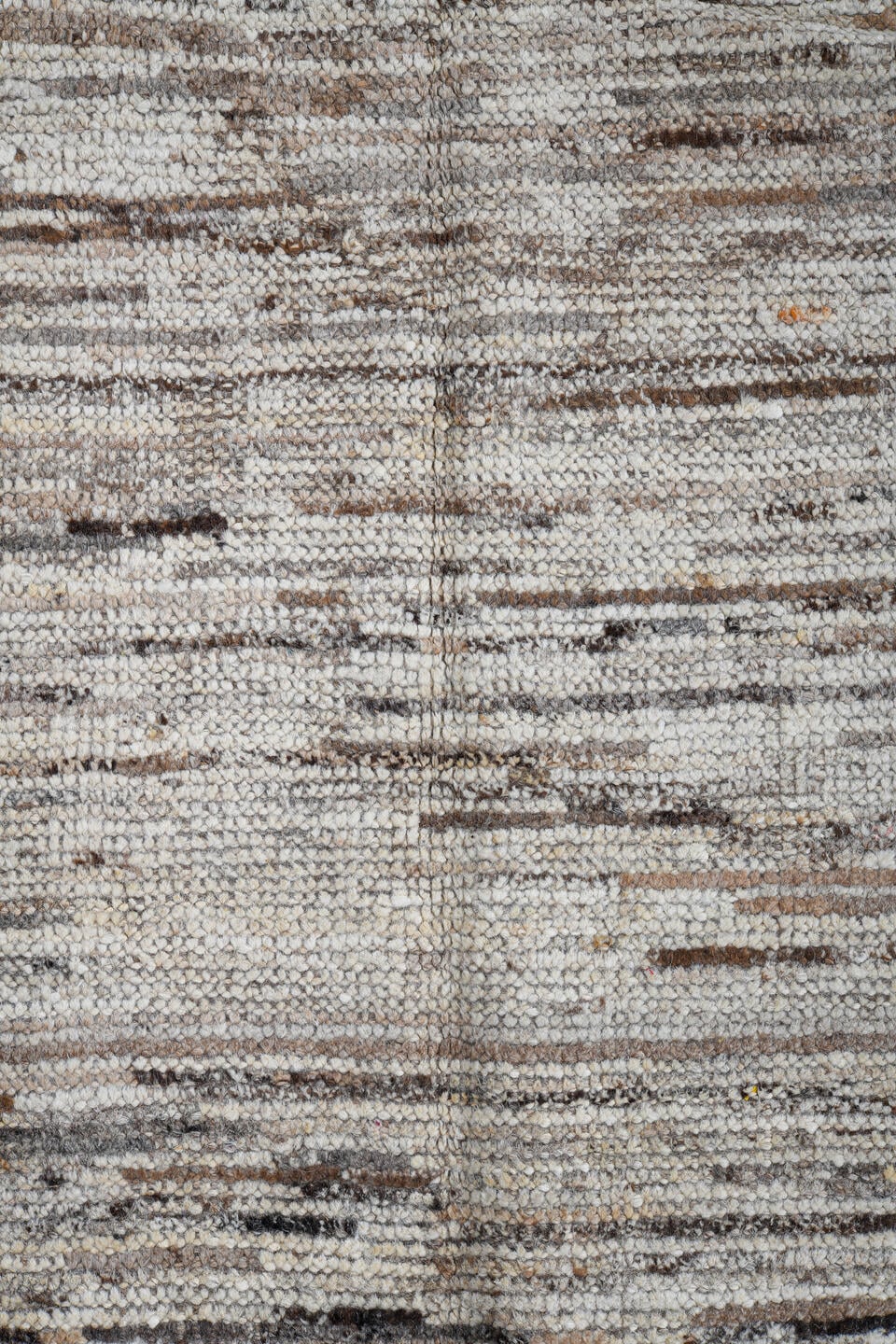 3' x 9' one-of-a-kind handmade vintage Tulu runner rug. Color palette: ivory, taupe, charcoal, brown, cream, beige, gray