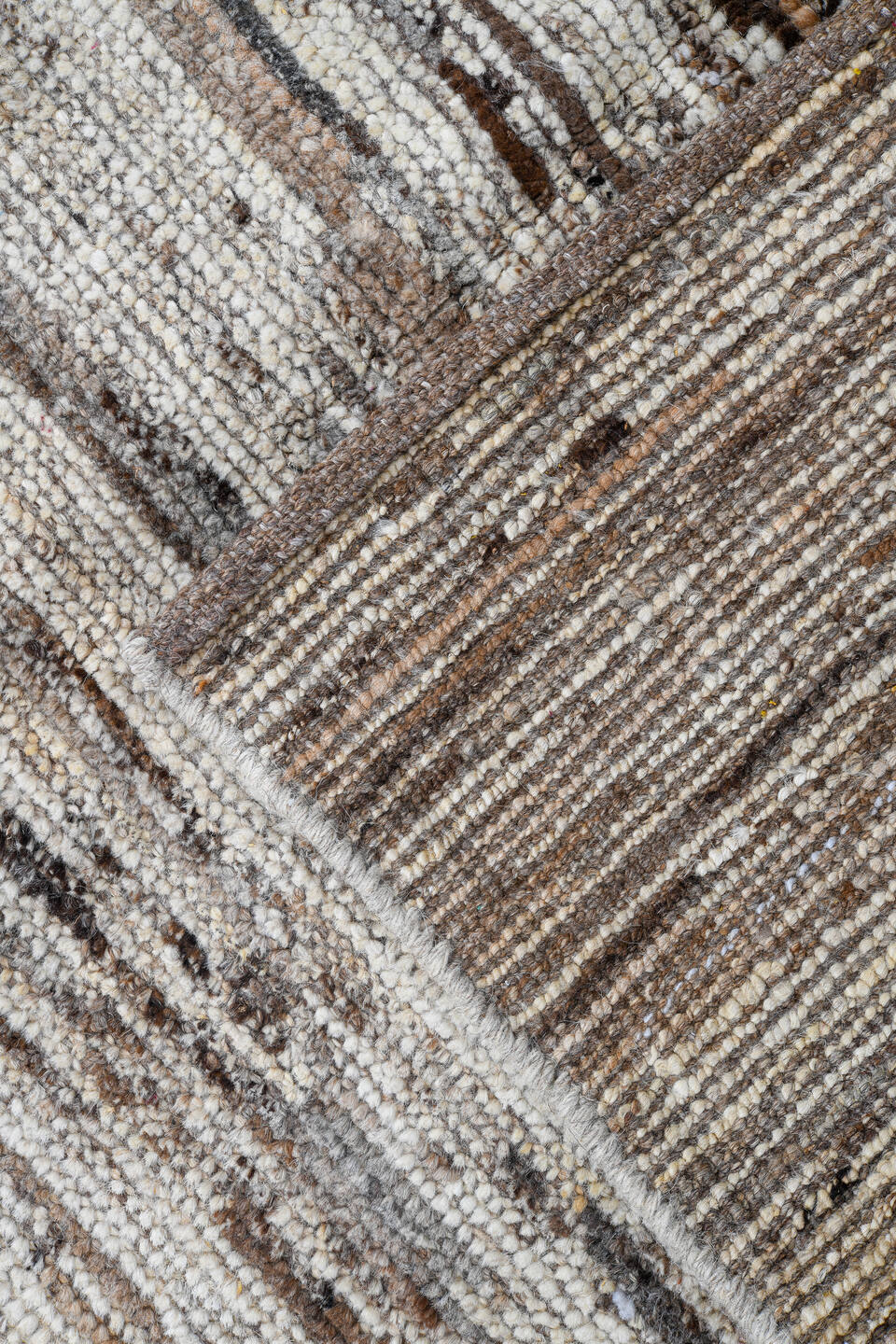 3' x 9' one-of-a-kind handmade vintage Tulu runner rug. Color palette: ivory, taupe, charcoal, brown, cream, beige, gray