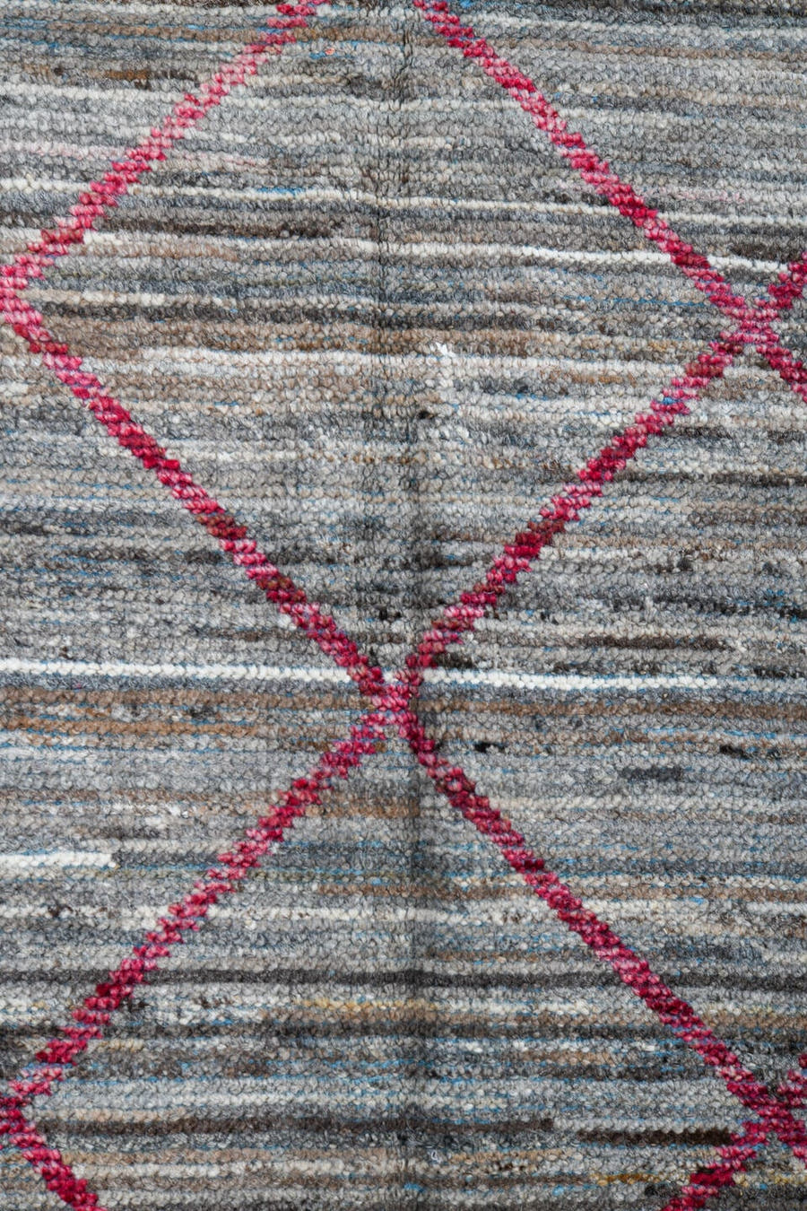 2' x 10' one-of-a-kind handmade vintage Tulu runner rug. Color palette: gray, ivory, pink, charcoal, sky_blue, black