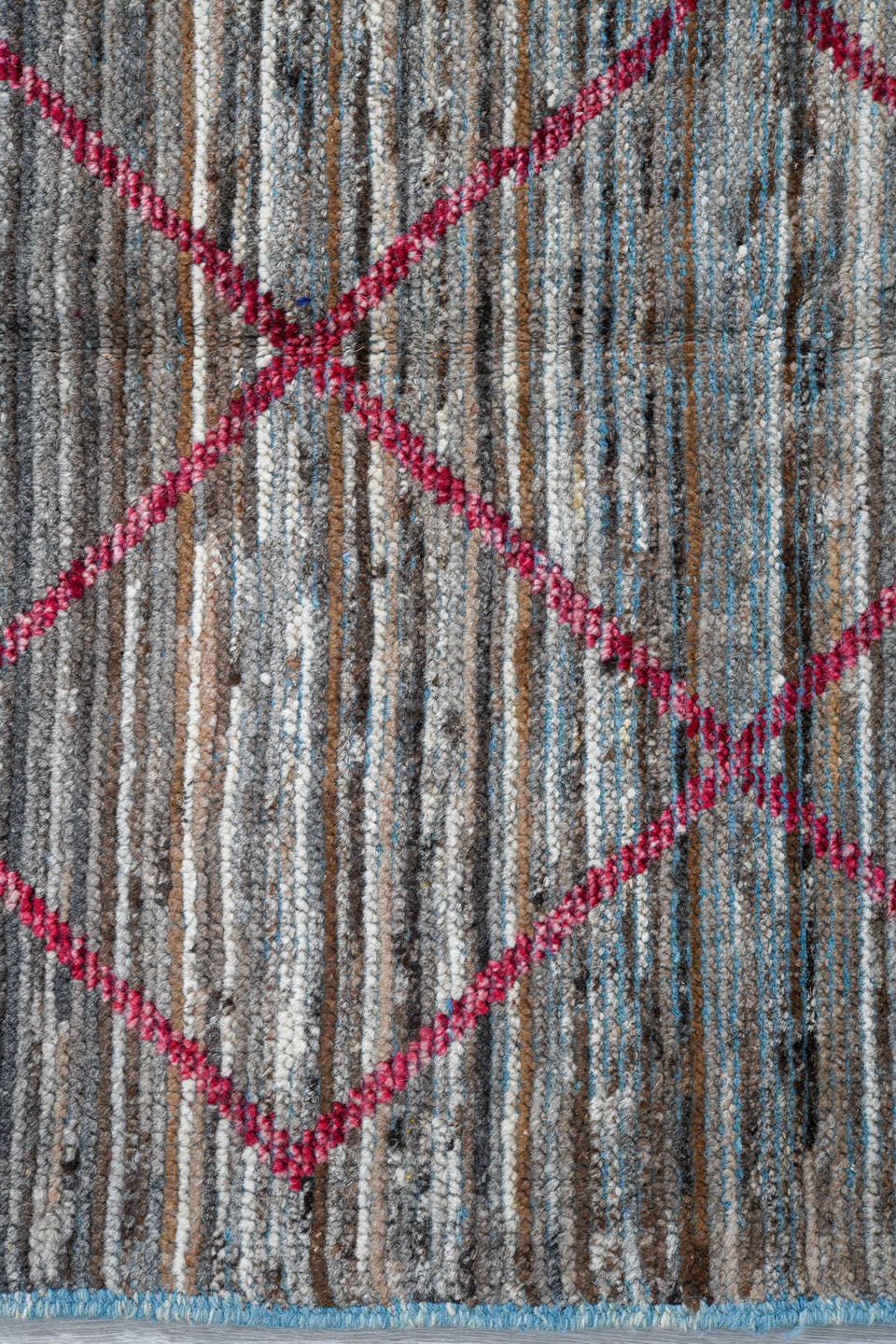 2' x 10' one-of-a-kind handmade vintage Tulu runner rug. Color palette: gray, ivory, pink, charcoal, sky_blue, black