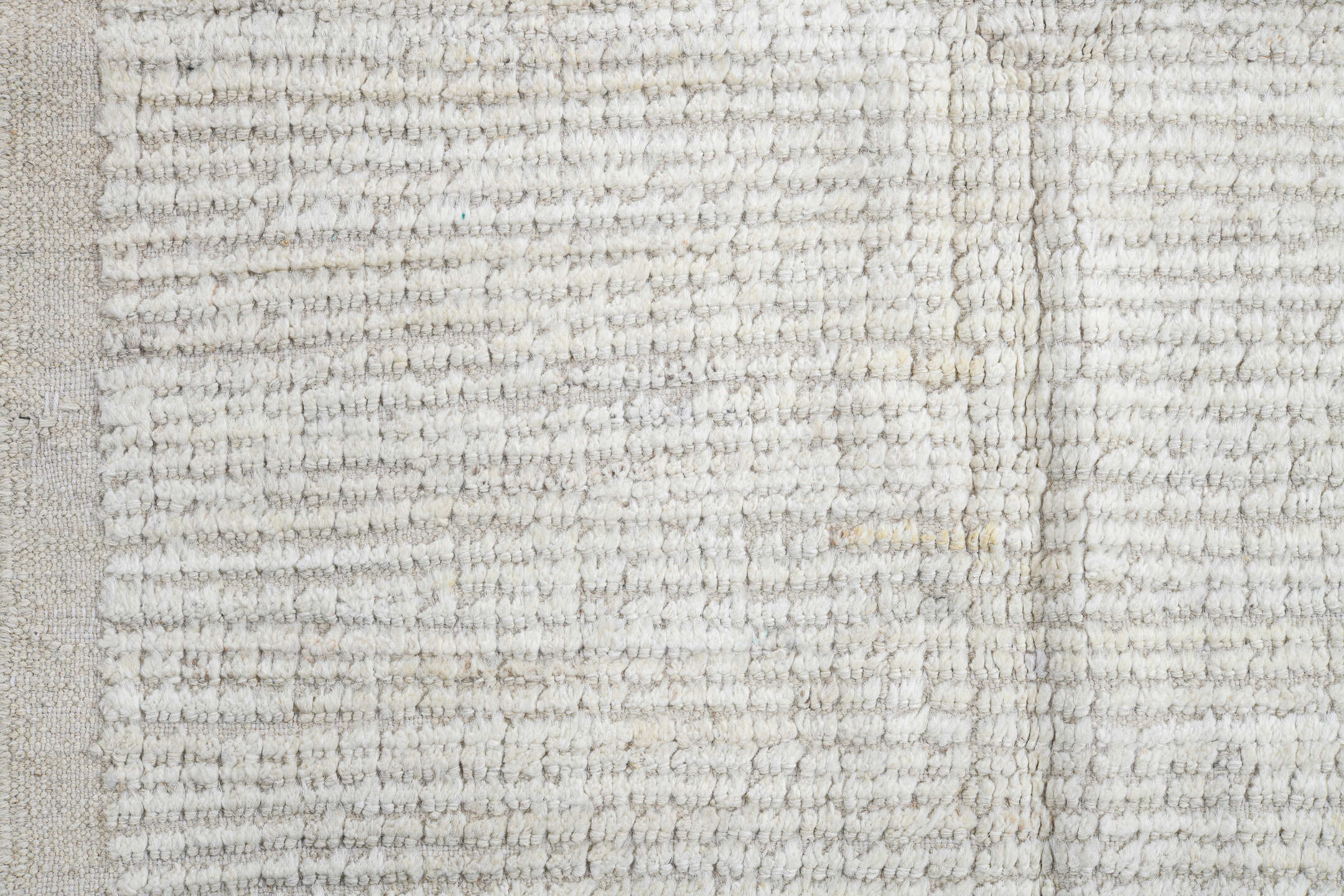 3' x 9' one-of-a-kind handmade vintage Tulu runner rug. Color palette: ivory, cream, taupe, beige, gray