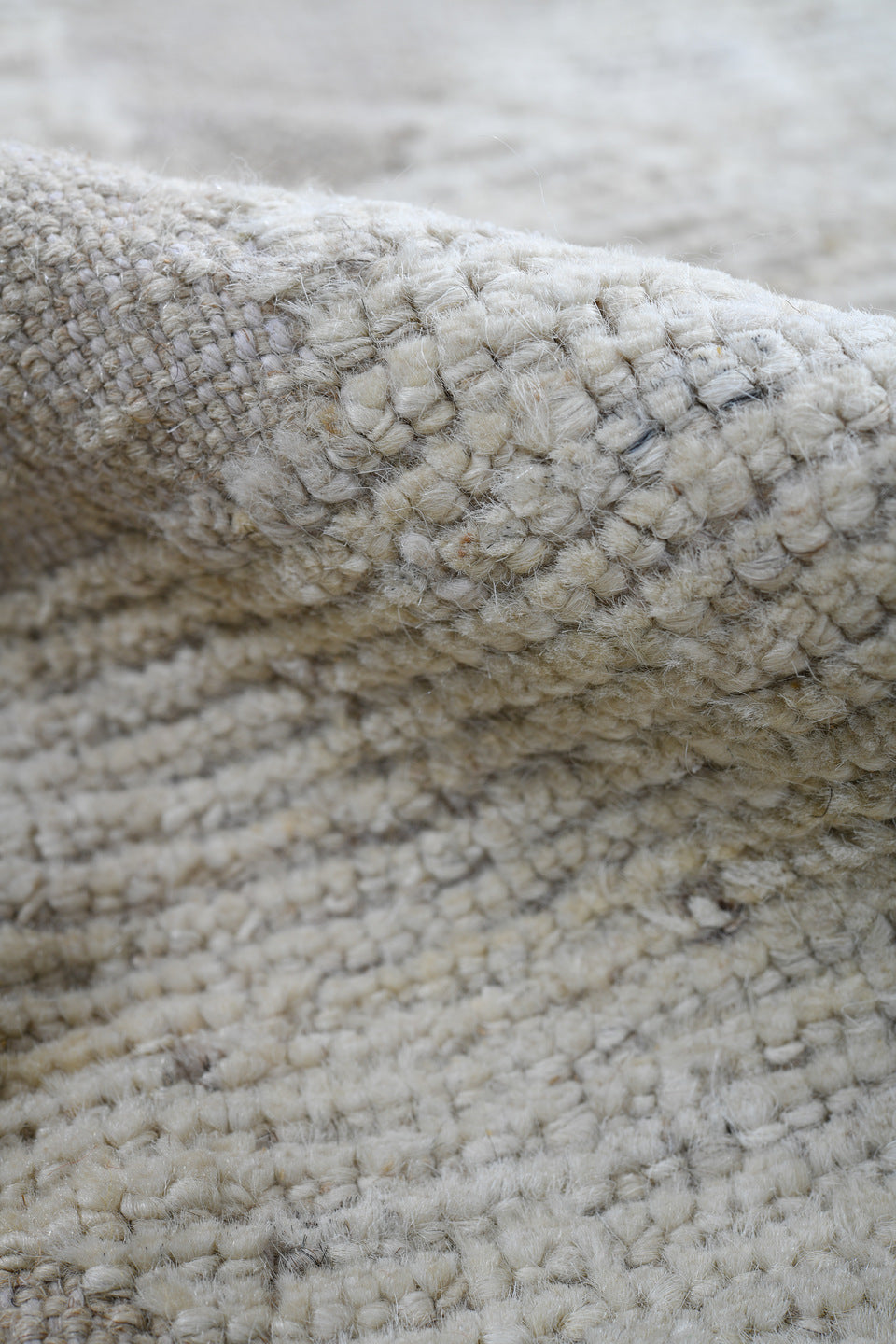 3' x 11' one-of-a-kind handmade vintage Tulu runner rug. Color palette: ivory, taupe, cream, beige, gray