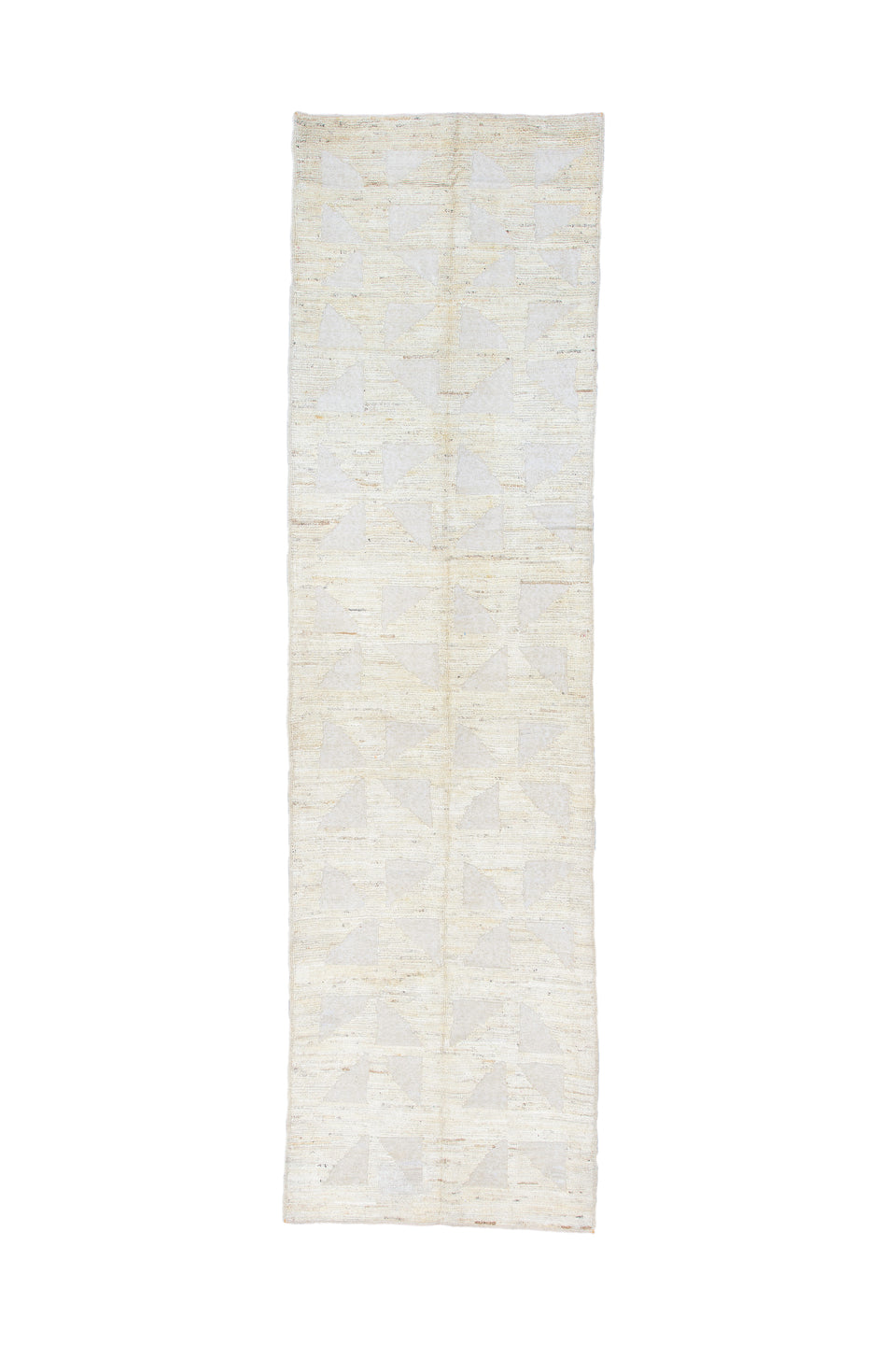 3' x 11' one-of-a-kind handmade vintage Tulu runner rug. Color palette: dark gray, dim gray, gainsboro, gray, light blue