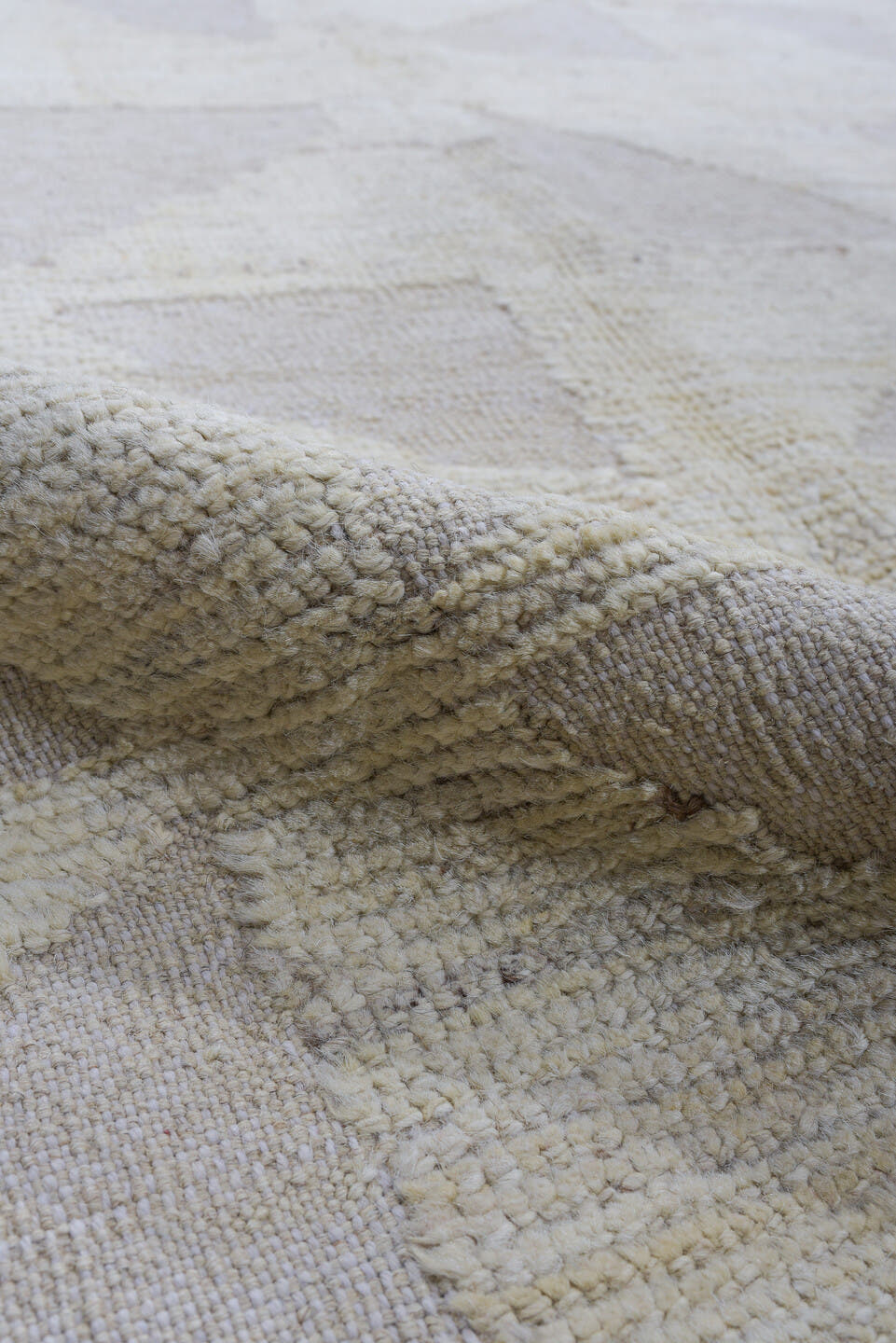 3' x 11' one-of-a-kind handmade vintage Tulu runner rug. Color palette: ivory, cream, beige, taupe, camel, gray