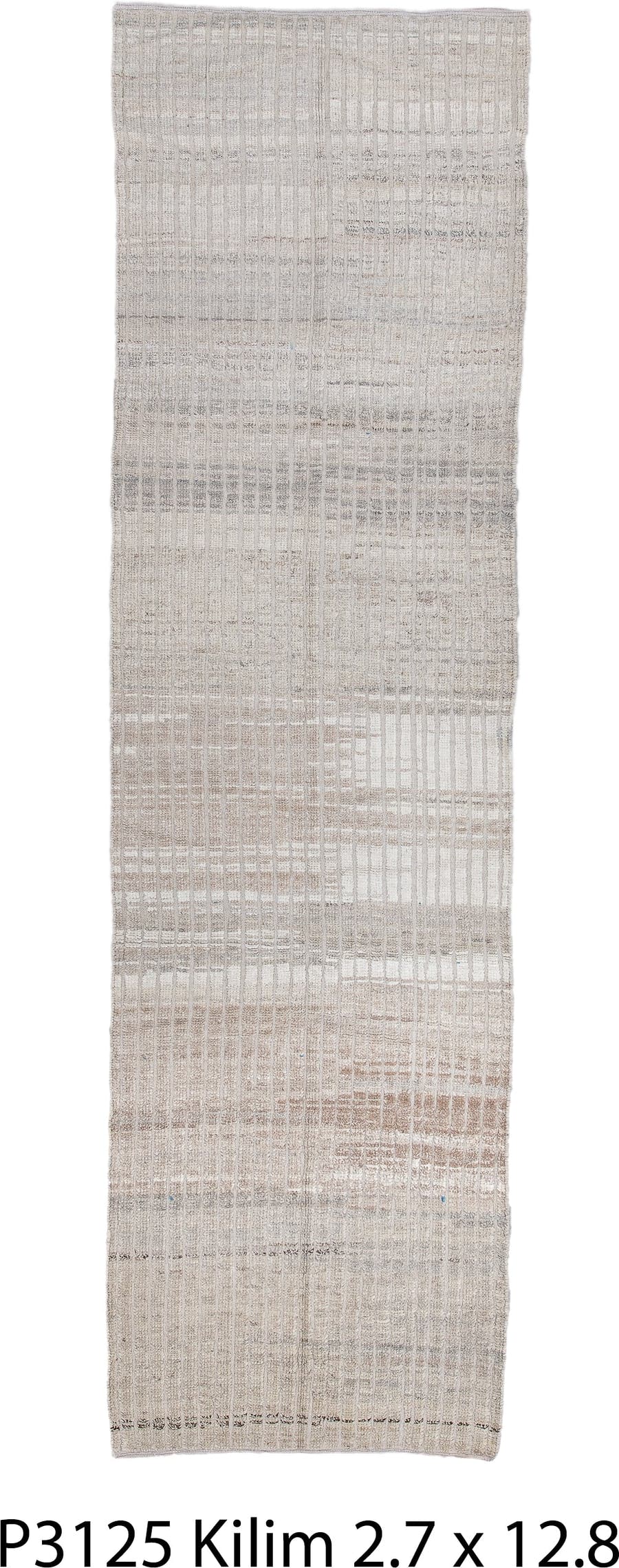2' x 12' one-of-a-kind handmade vintage Tulu runner rug. Color palette: ivory, taupe, beige, cream, light gray, gray