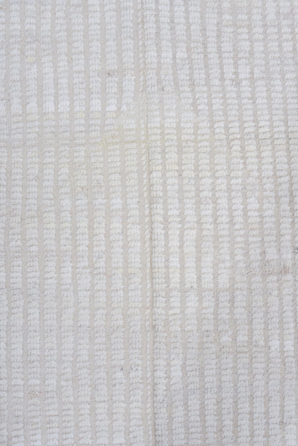 3' x 12' one-of-a-kind handmade vintage Tulu runner rug. Color palette: ivory, cream, light gray