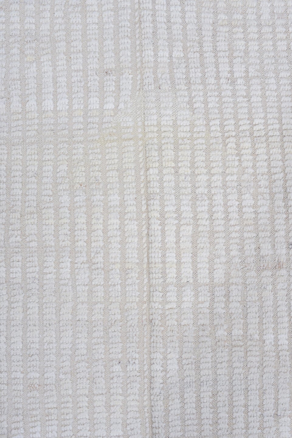 3' x 12' one-of-a-kind handmade vintage Tulu runner rug. Color palette: ivory, cream, light gray