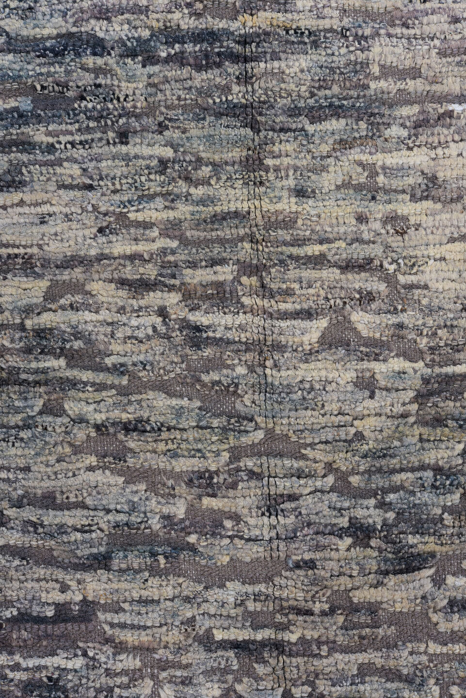 3' x 9' one-of-a-kind handmade vintage Tulu runner rug. Color palette: gray, taupe, charcoal, ivory, beige, black