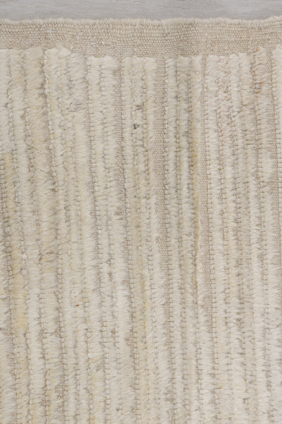 2' x 10' one-of-a-kind handmade vintage Tulu runner rug. Color palette: ivory, cream, taupe, beige, light gray, gray