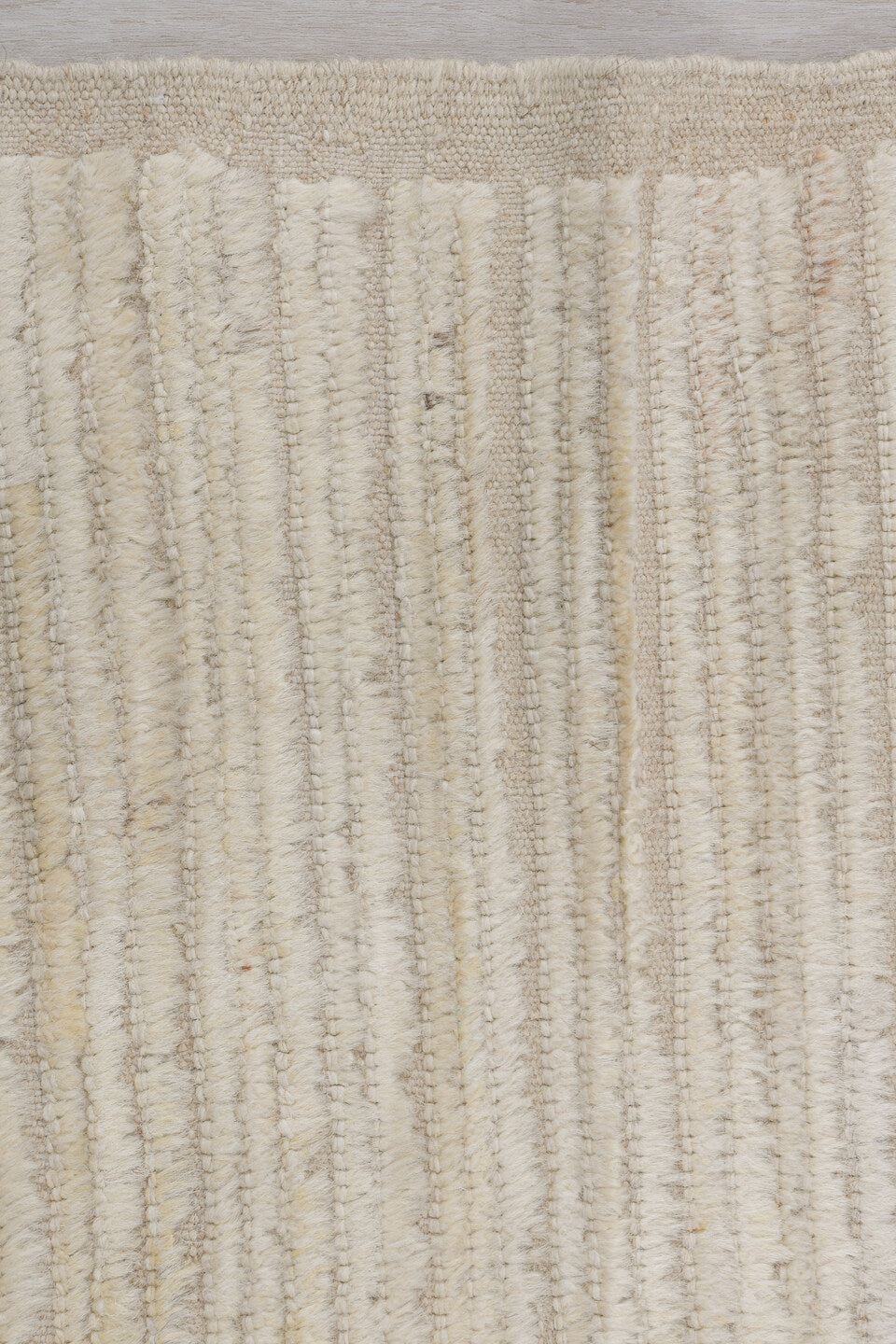 2' x 10' one-of-a-kind handmade vintage Tulu runner rug. Color palette: ivory, cream, taupe, beige, light gray, gray