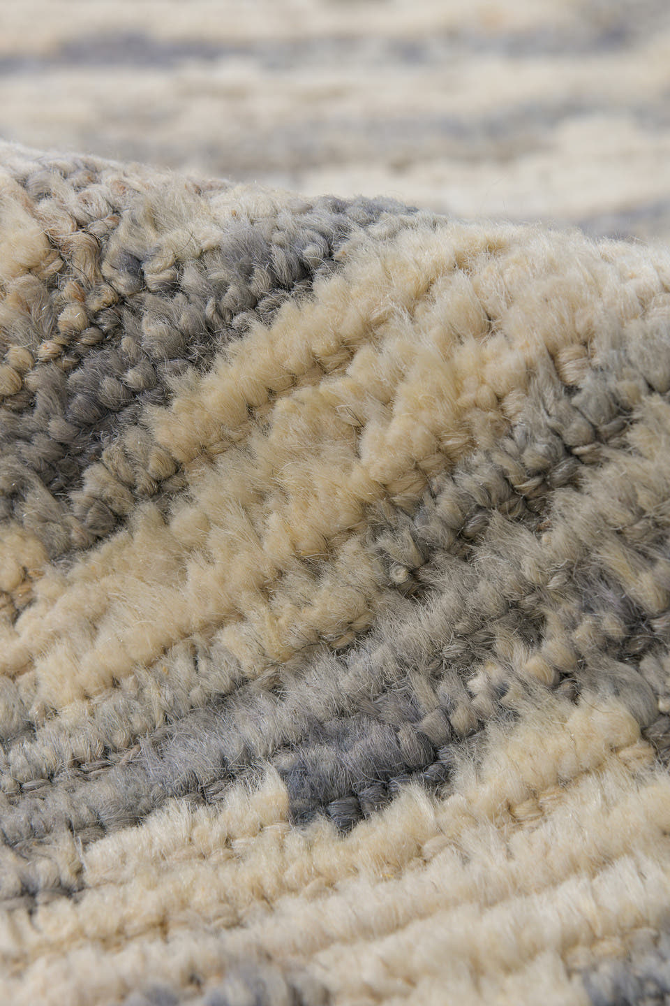 3' x 9' one-of-a-kind handmade vintage Tulu runner rug. Color palette: ivory, gray, taupe, beige