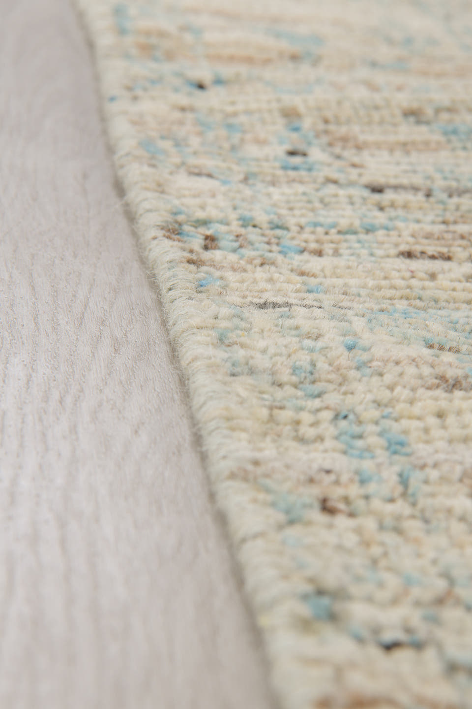 2' x 8' one-of-a-kind handmade vintage Tulu runner rug. Color palette: ivory, pale blue, sky blue, taupe, gray, light blue