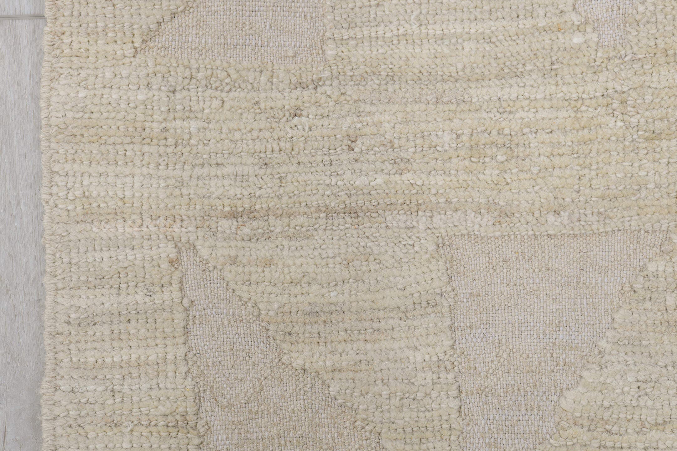 3' x 11' one-of-a-kind handmade vintage Tulu runner rug. Color palette: ivory, cream, beige, taupe, gray