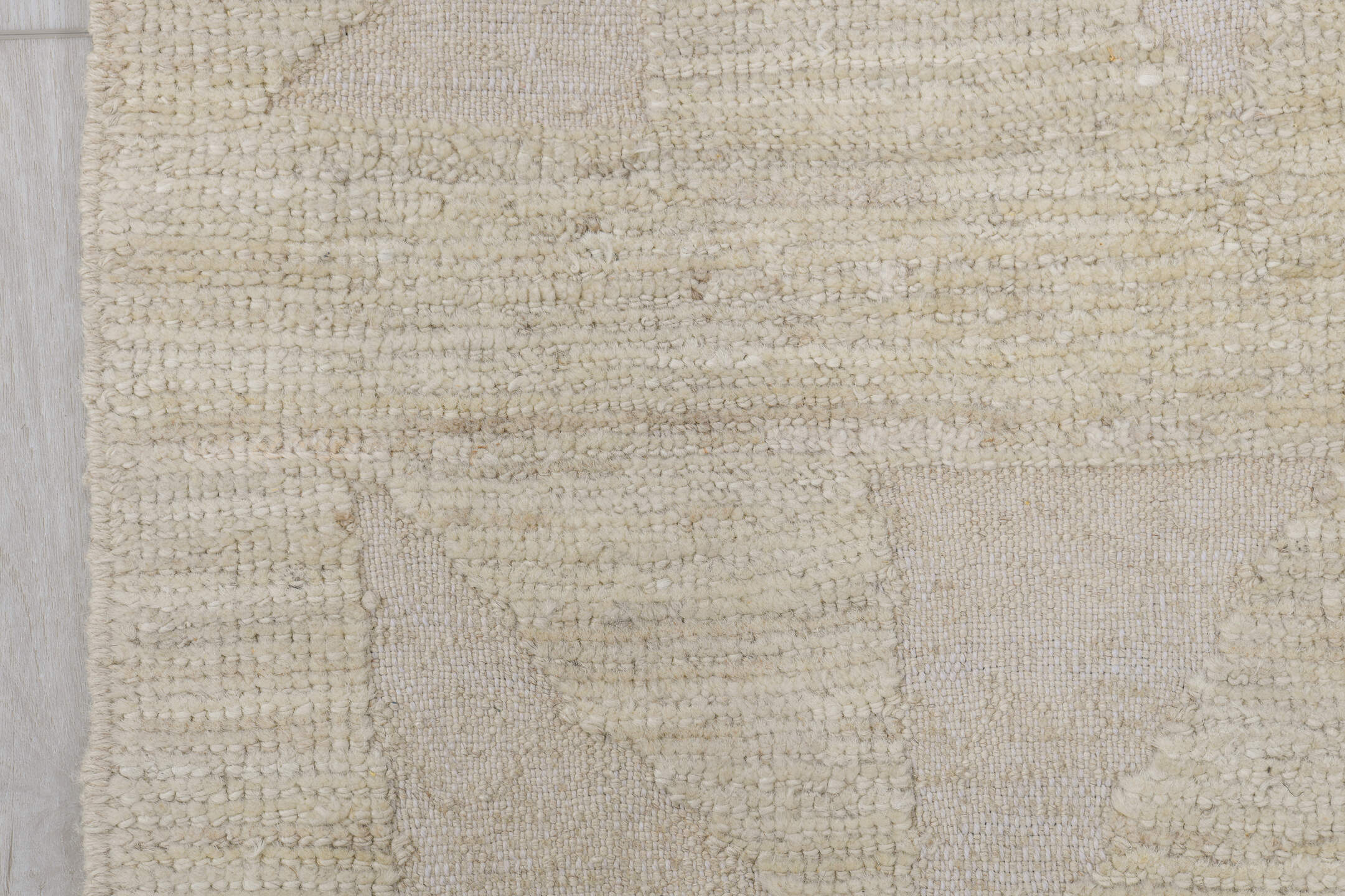 3' x 11' one-of-a-kind handmade vintage Tulu runner rug. Color palette: ivory, cream, beige, taupe, gray
