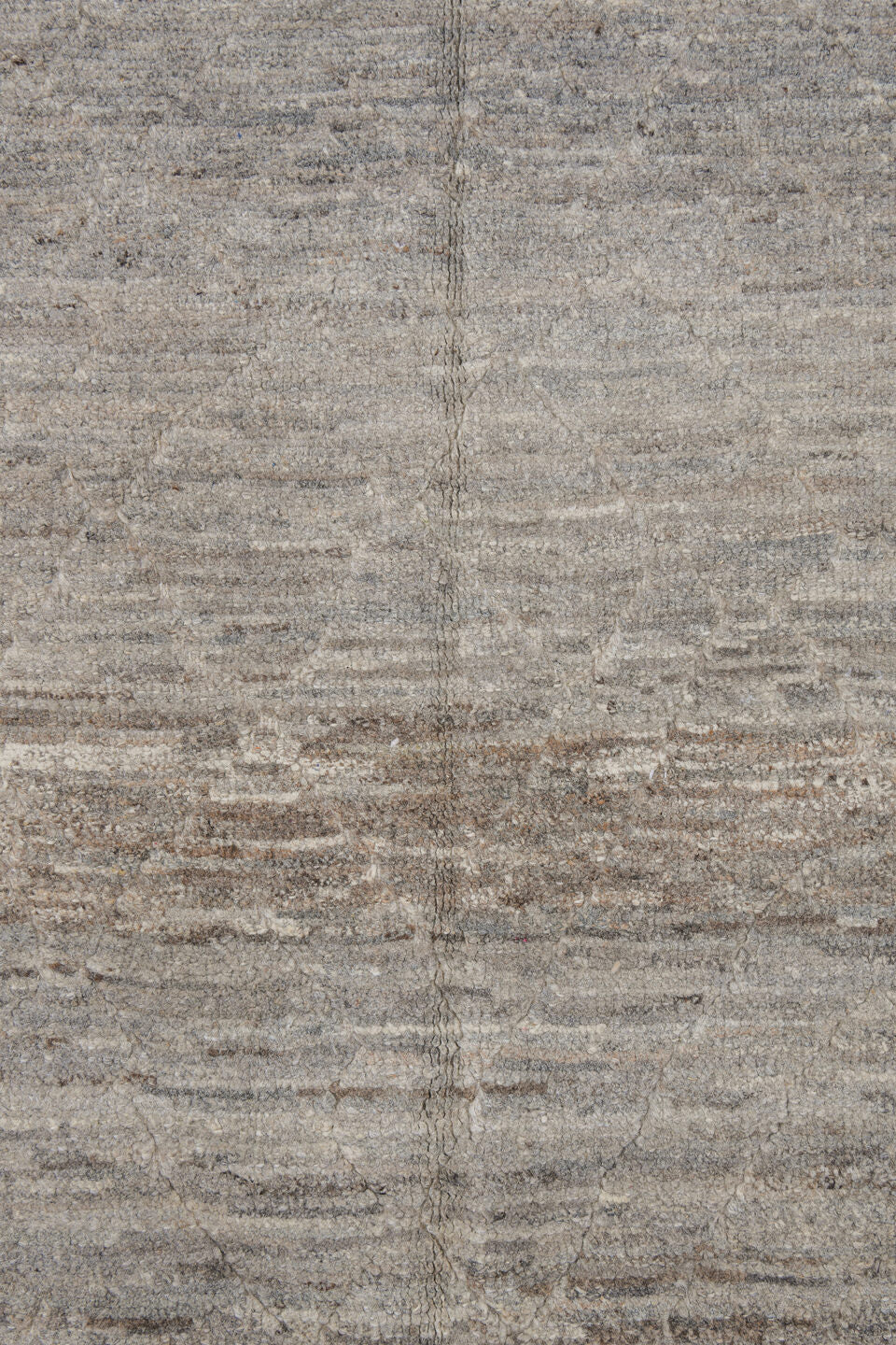 3' x 9' one-of-a-kind handmade vintage Tulu runner rug. Color palette: dim gray, gray, light gray, off-white, pink, silver