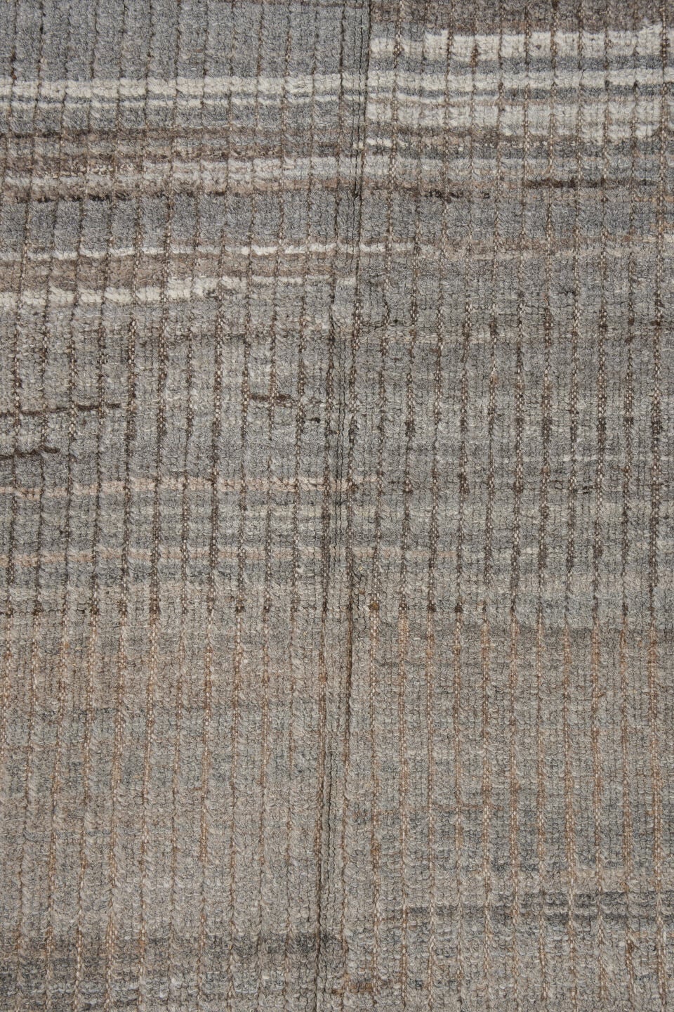 3' x 10' one-of-a-kind handmade vintage Tulu runner rug. Color palette: ivory, taupe, gray, brown, greige, beige
