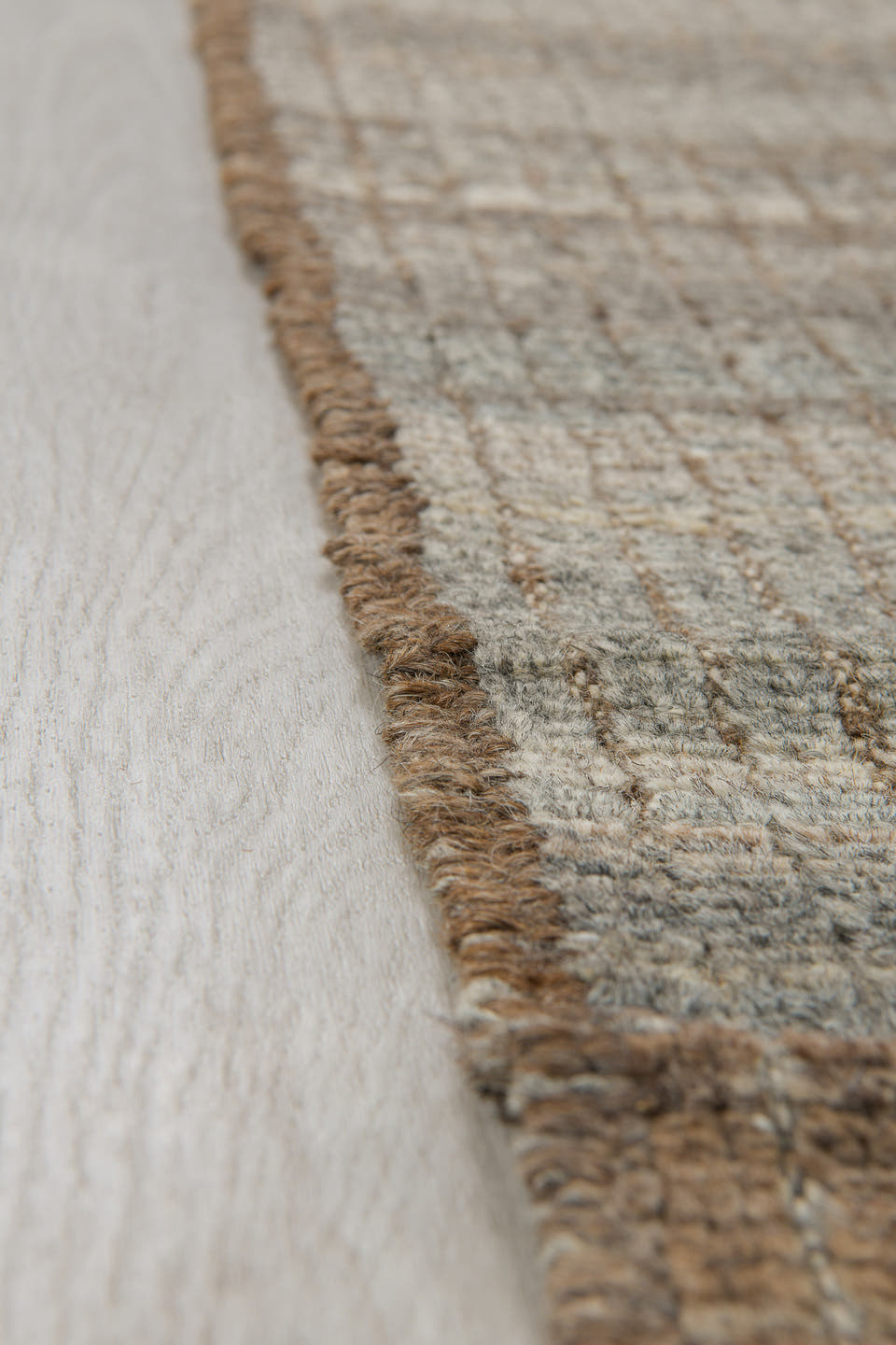 3' x 10' one-of-a-kind handmade vintage Tulu runner rug. Color palette: ivory, taupe, gray, brown, greige, beige