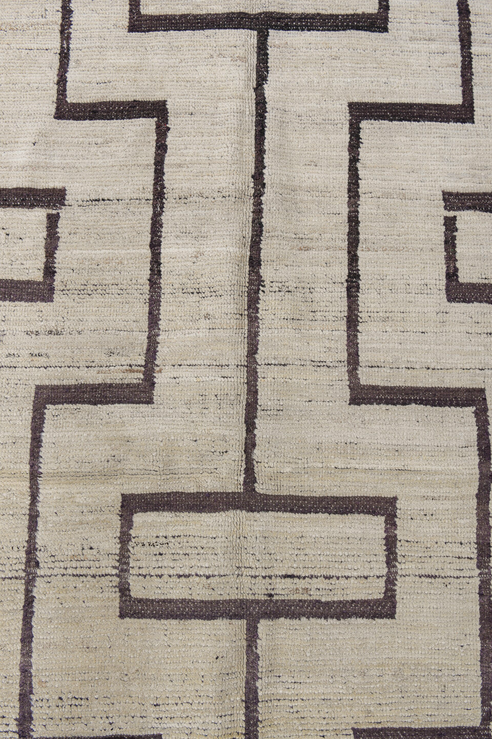3' x 11' one-of-a-kind handmade vintage Tulu runner rug. Color palette: ivory, brown, charcoal, sky_blue, gray, black