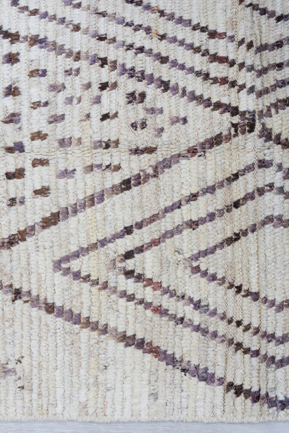 2' x 13' one-of-a-kind handmade vintage Tulu runner rug. Color palette: ivory, brown, taupe, charcoal, beige, gray, black