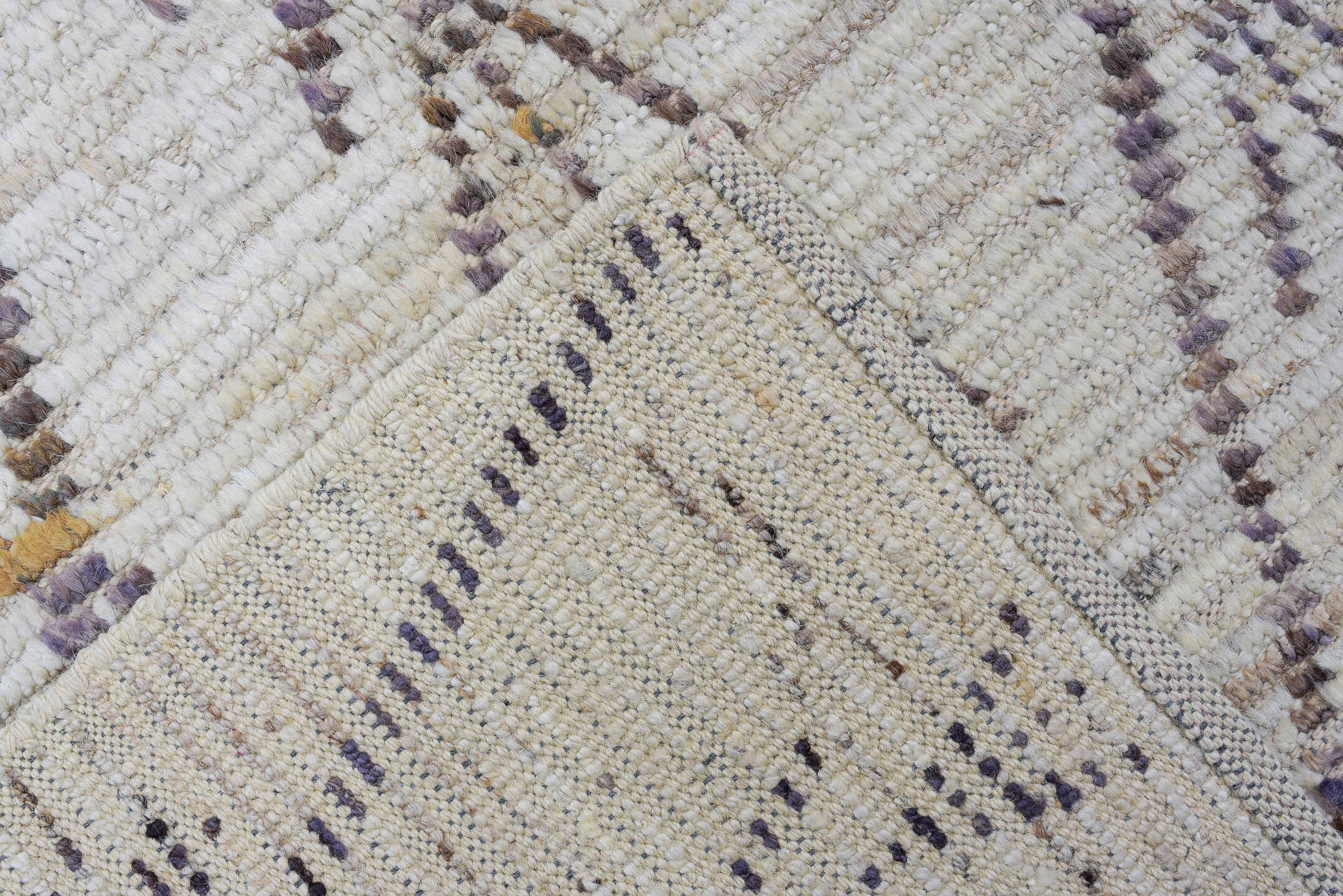 2' x 13' one-of-a-kind handmade vintage Tulu runner rug. Color palette: ivory, brown, taupe, charcoal, beige, gray, black