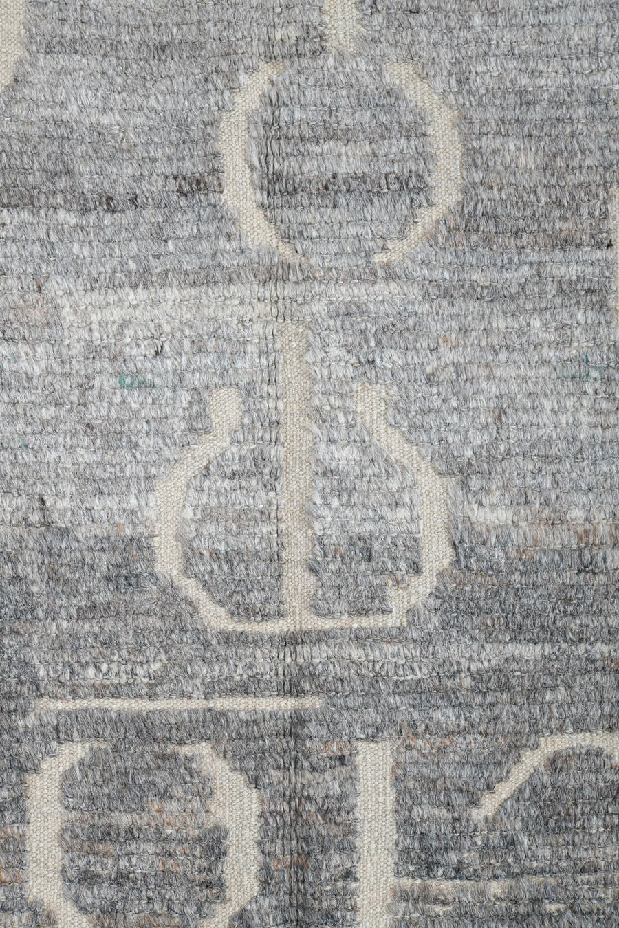 3' x 11' one-of-a-kind handmade vintage Tulu runner rug. Color palette: gray, ivory, charcoal, slate, black