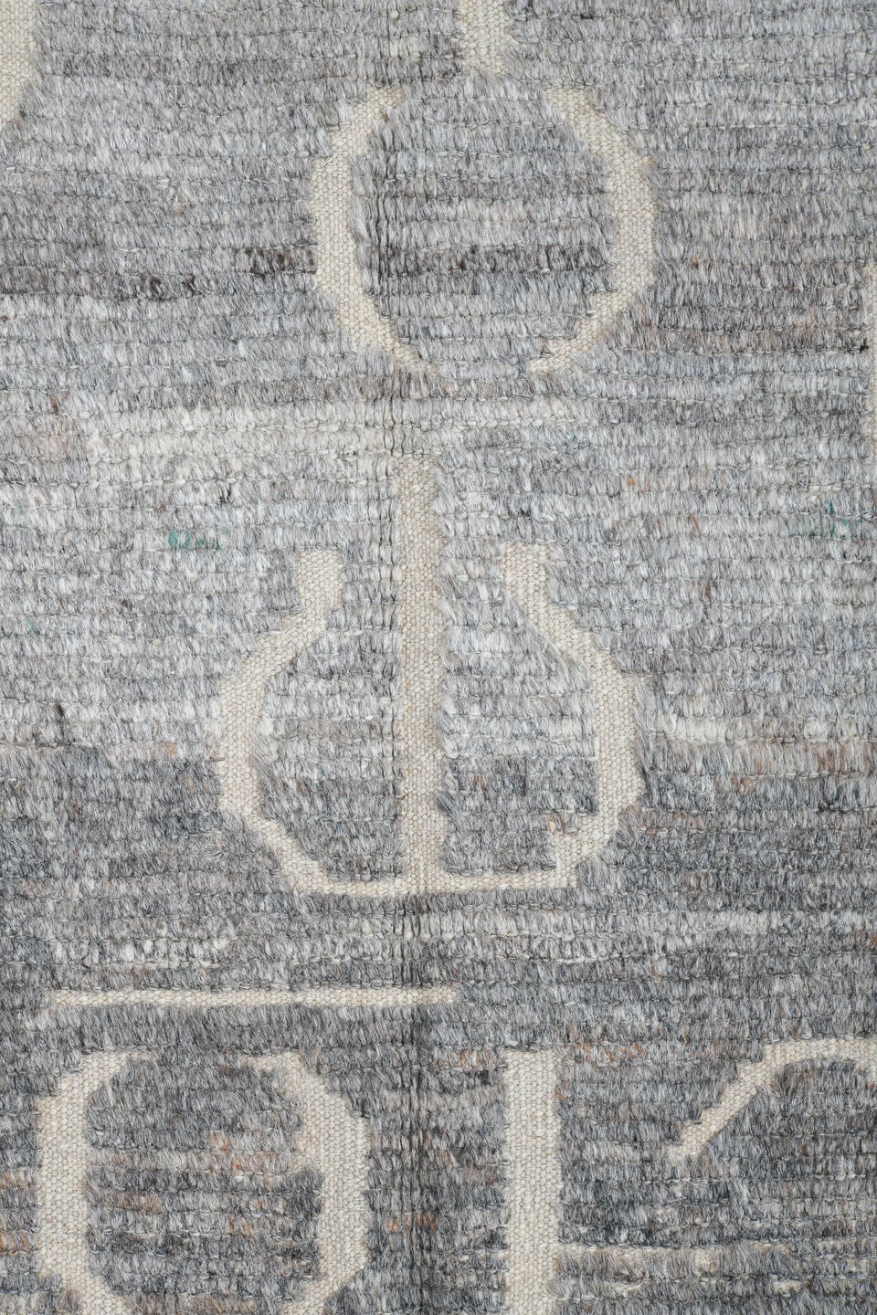 3' x 11' one-of-a-kind handmade vintage Tulu runner rug. Color palette: gray, ivory, charcoal, slate, black