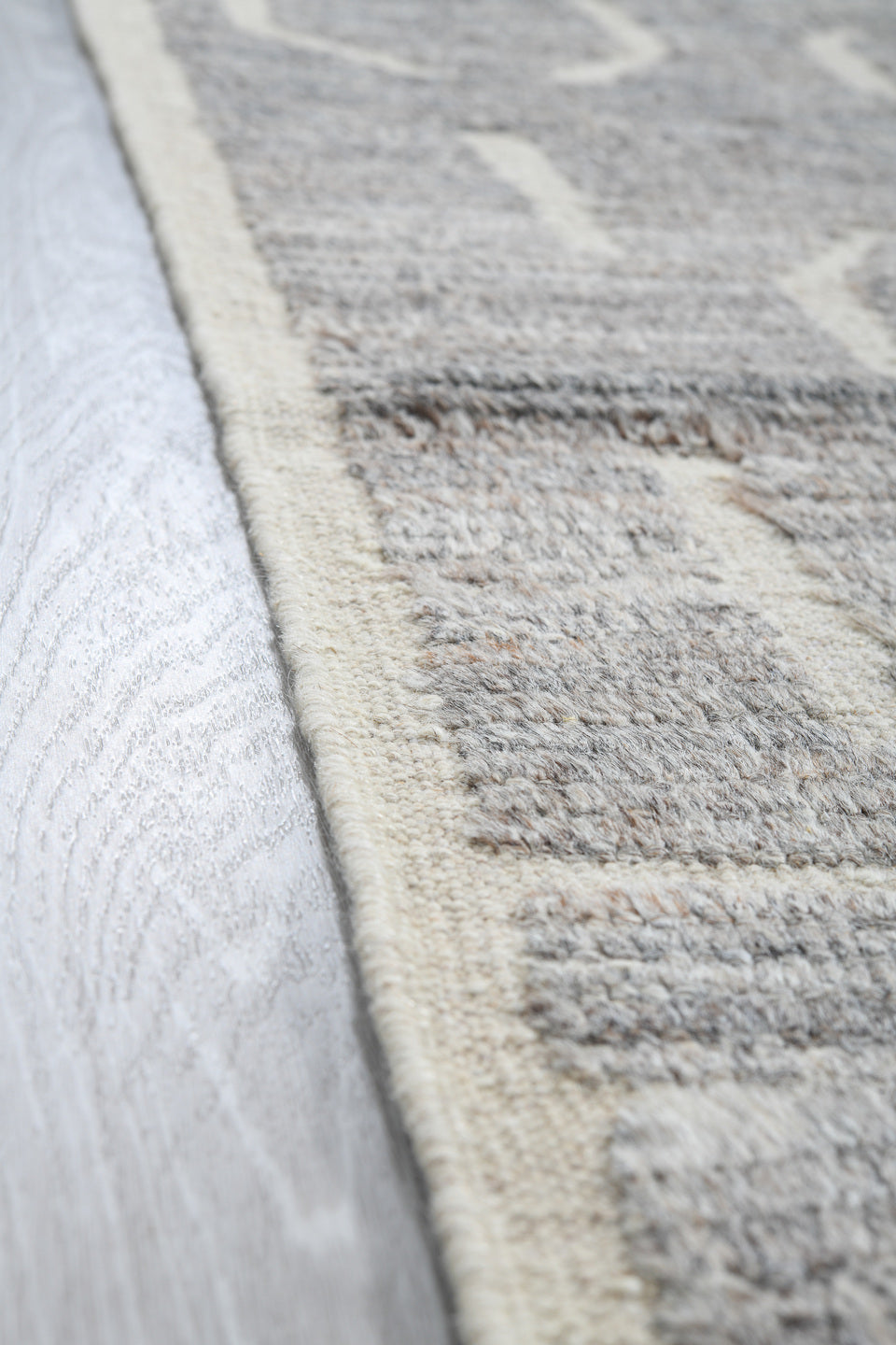 3' x 11' one-of-a-kind handmade vintage Tulu runner rug. Color palette: gray, ivory, charcoal, slate, black