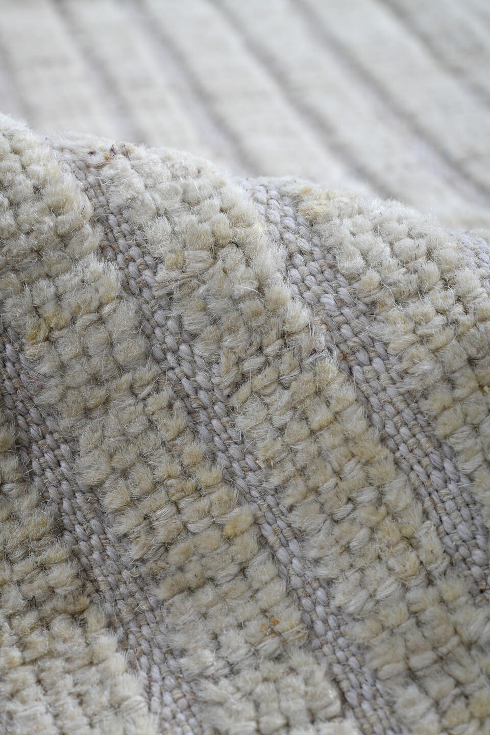 2' x 11' one-of-a-kind handmade vintage Tulu runner rug. Color palette: ivory, cream, beige, taupe, gray