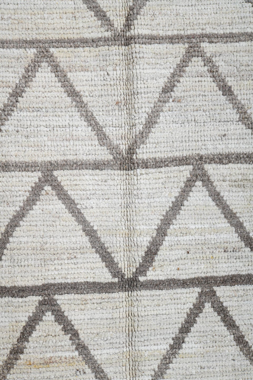 3' x 9' one-of-a-kind handmade vintage Tulu runner rug. Color palette: ivory, taupe, gray, beige